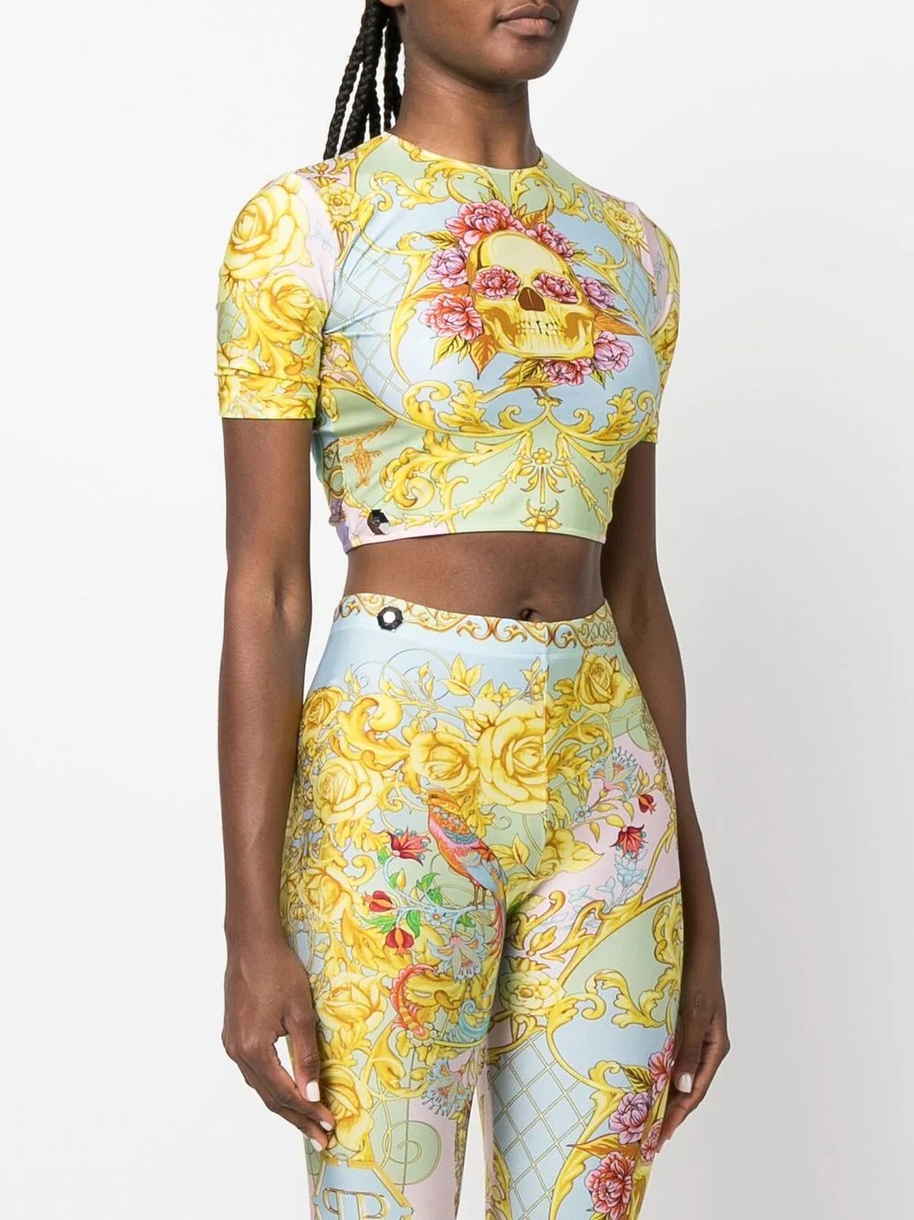 baroque-print crop-top - 3