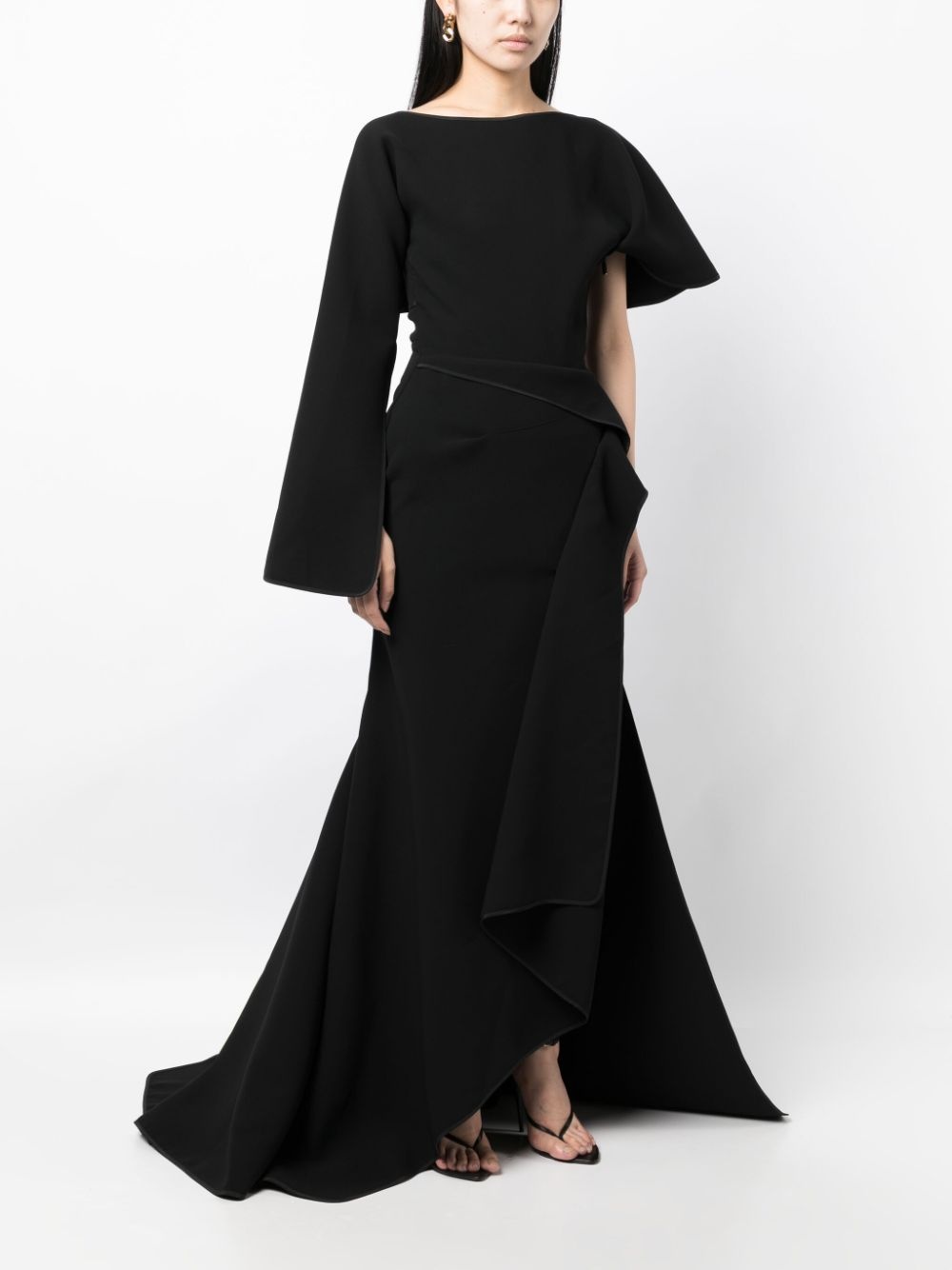 asymmetric draped gown - 3