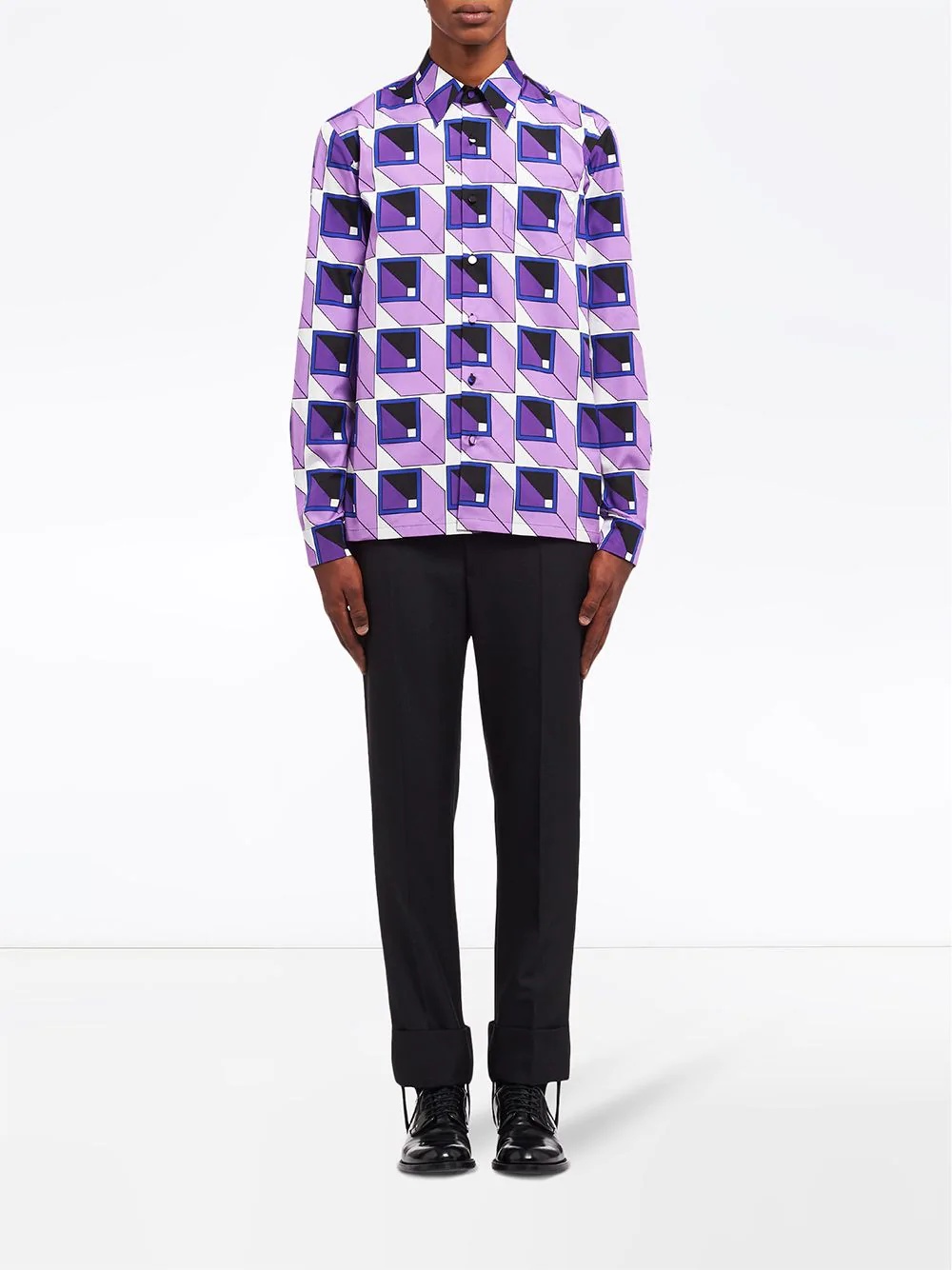 square geometric pattern shirt - 2