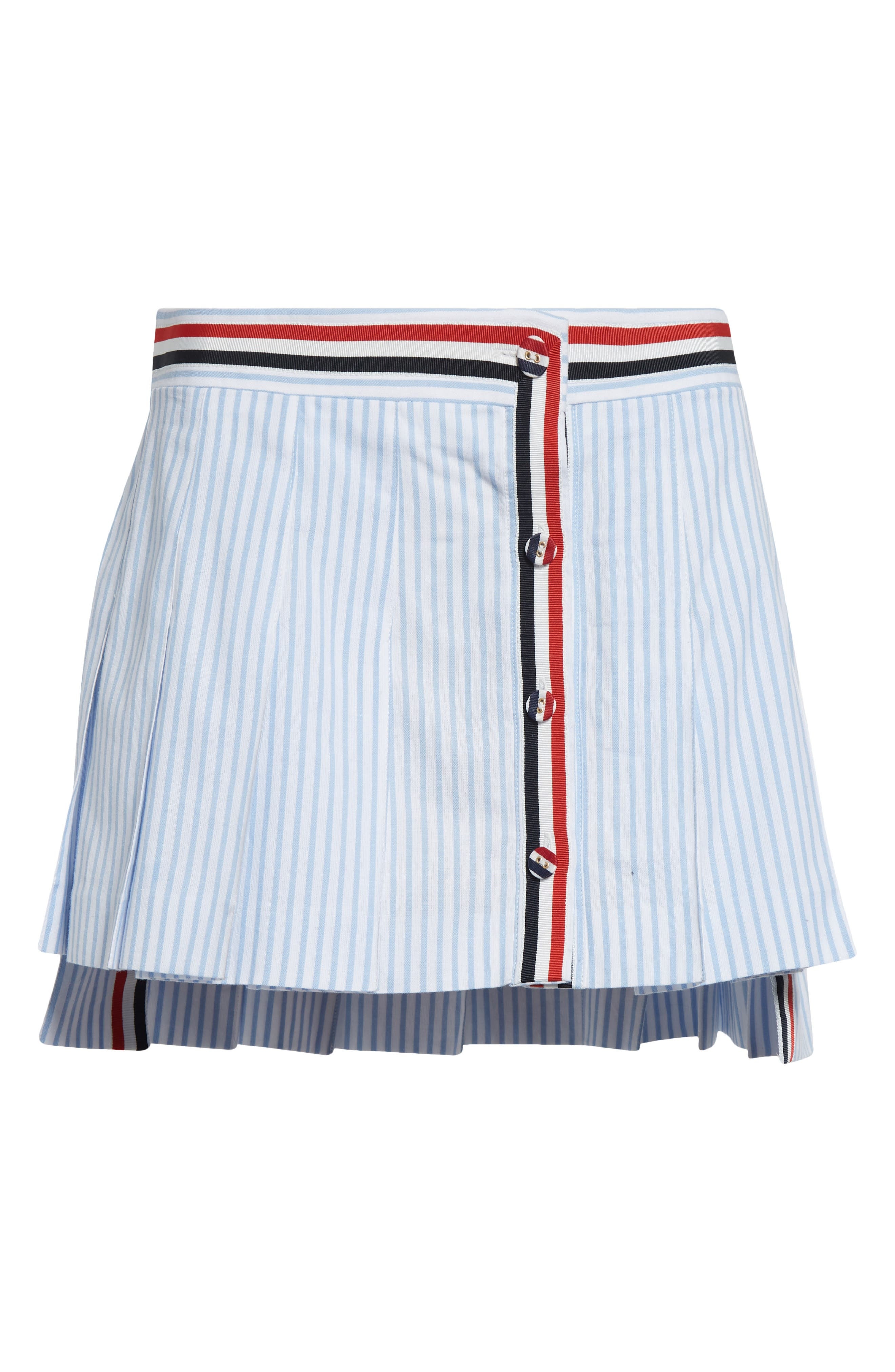 Thom Browne Striped Pleated High-Low Miniskirt in Light Blue at Nordstrom - 6