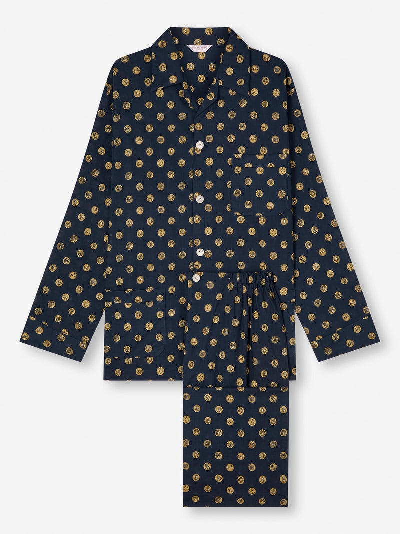Men's Classic Fit Pajamas Ledbury 78 Cotton Batiste Navy - 1