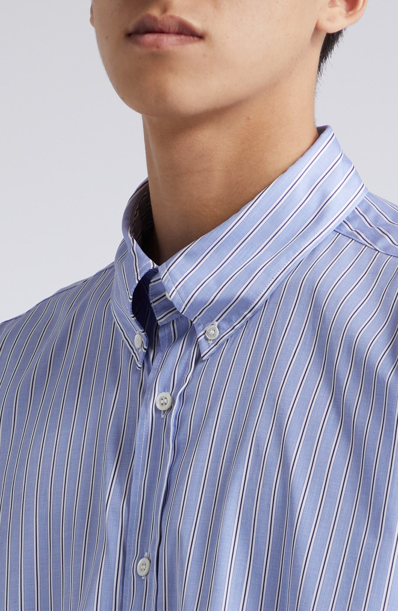 Stripe Oversize Organic Cotton Oxford Button-Down Shirt - 5