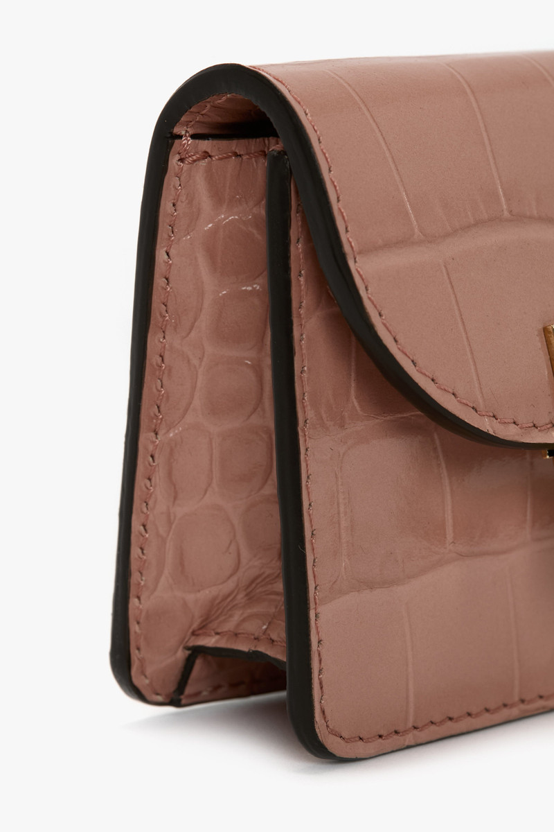 Victoria Beckham Micro Dorian Bag With Chain Strap In Blush Pink Croc Embossed Leather outlook