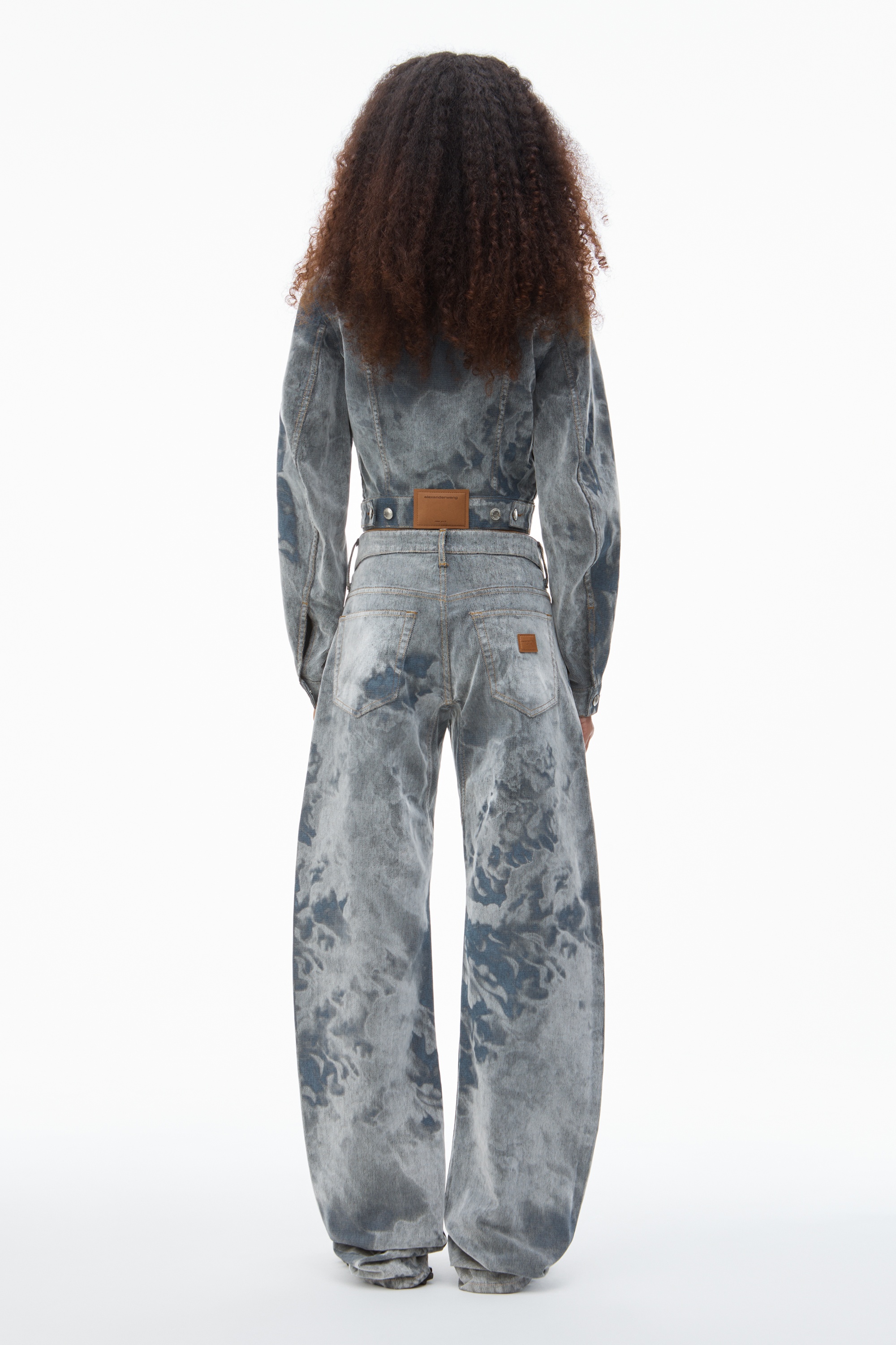 Low-Rise Flocked Jeans with Lasered Cloud Print - 4