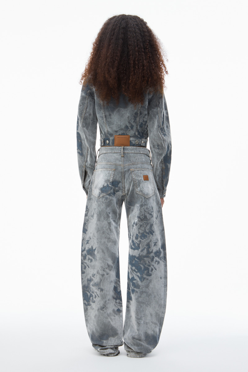 Low-Rise Flocked Jeans with Lasered Cloud Print 4