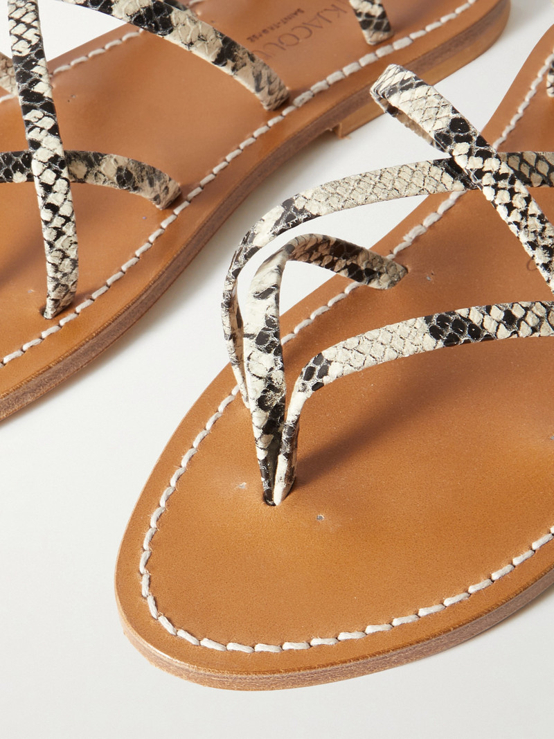 Zenobie Snake-effect Leather Sandals 4