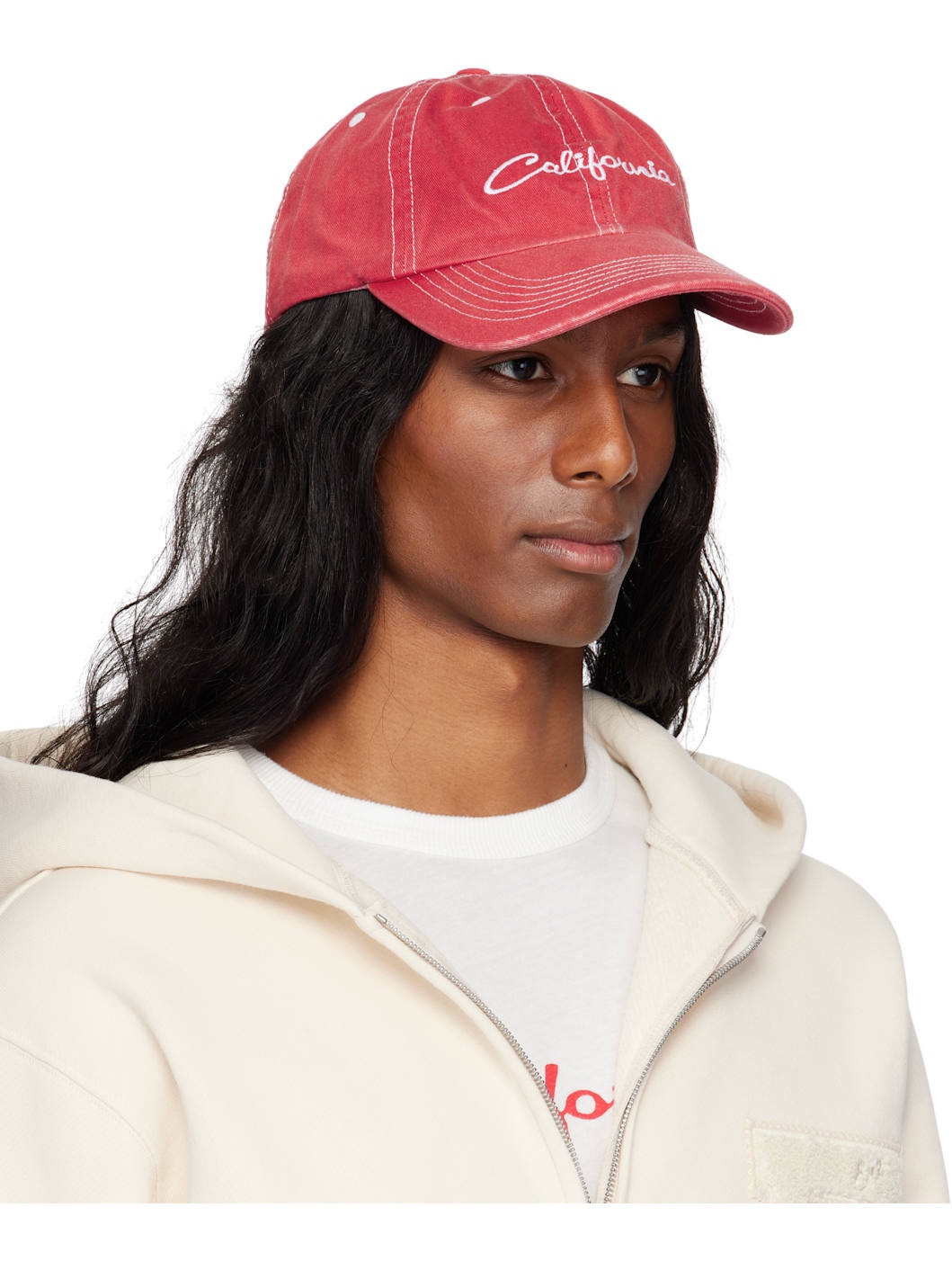 Red 'California' Embroidered Cap - 2