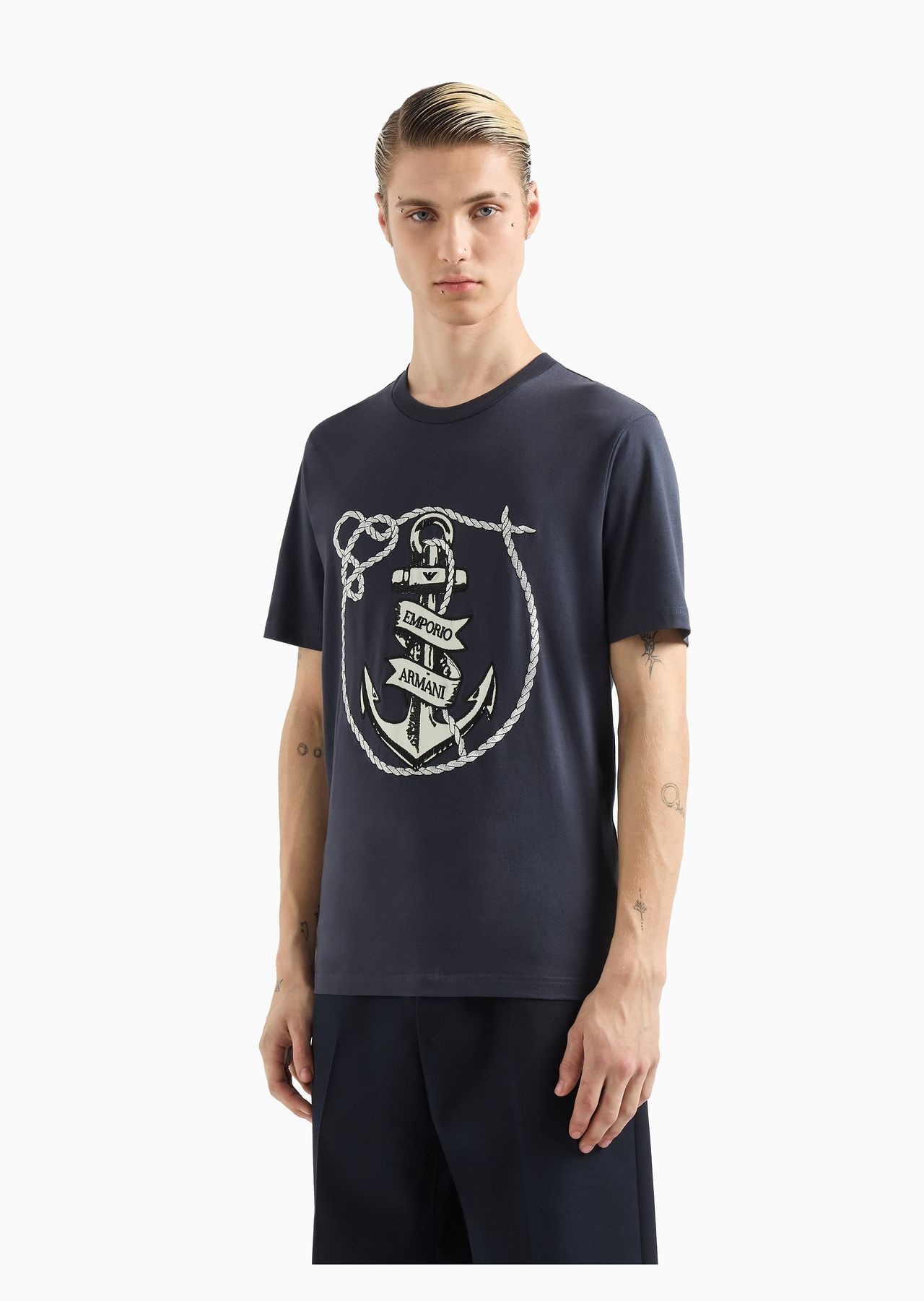 Jersey T-shirt with anchor embroidery and ASV logo - 2