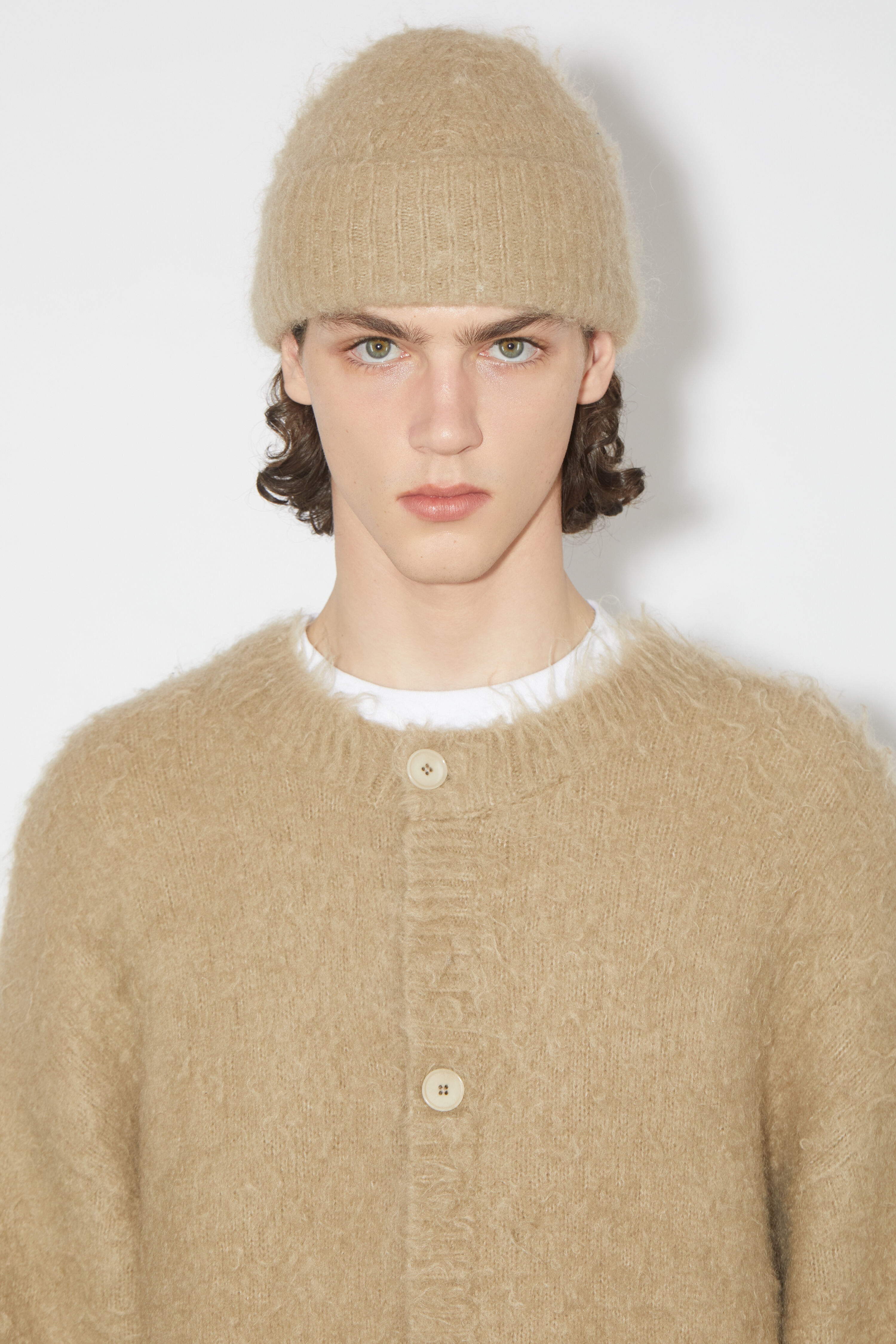 Wool mohair beanie - Dark beige - 3