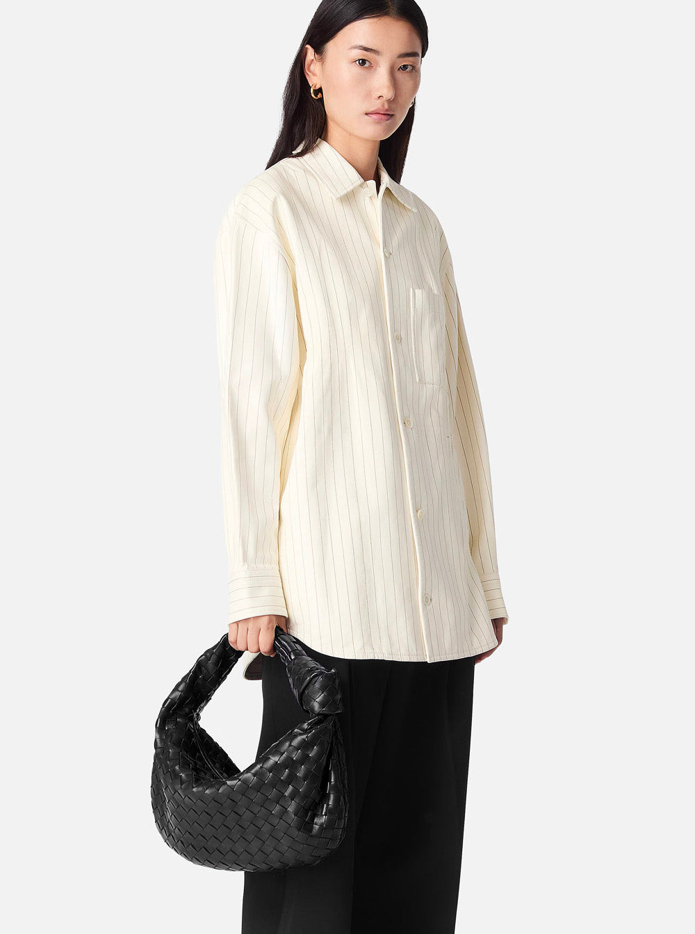 Bottega Veneta Women 'Jodie' Black Small Shoulder Bag With Knot Detail And Intrecciato Motif In Leat - 6