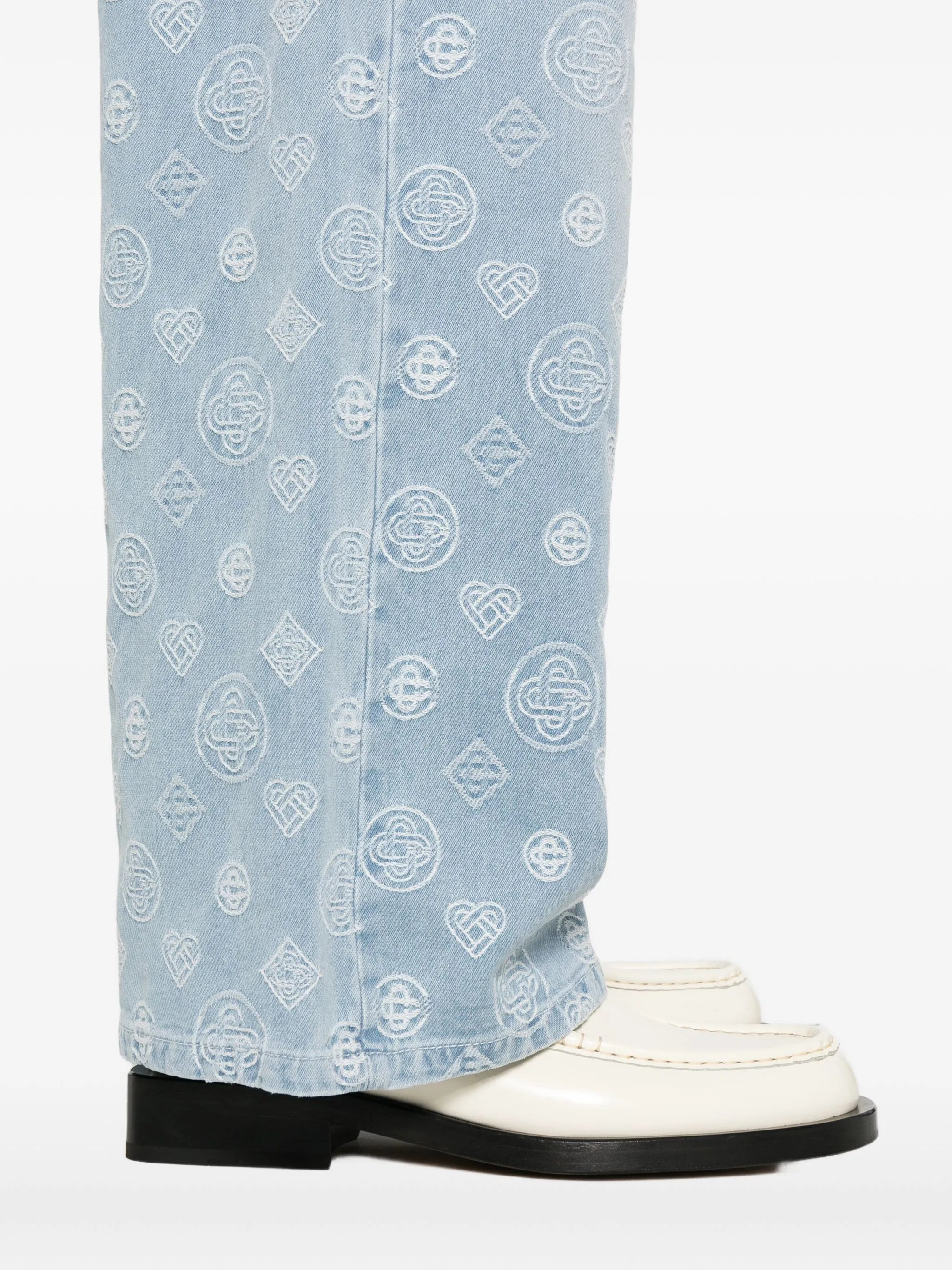 monogram-pattern jeans - 4