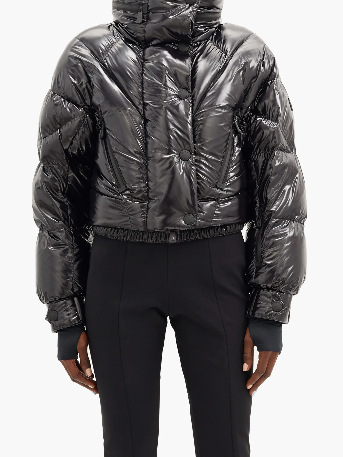 Hooded quilted down cropped jacket - 7