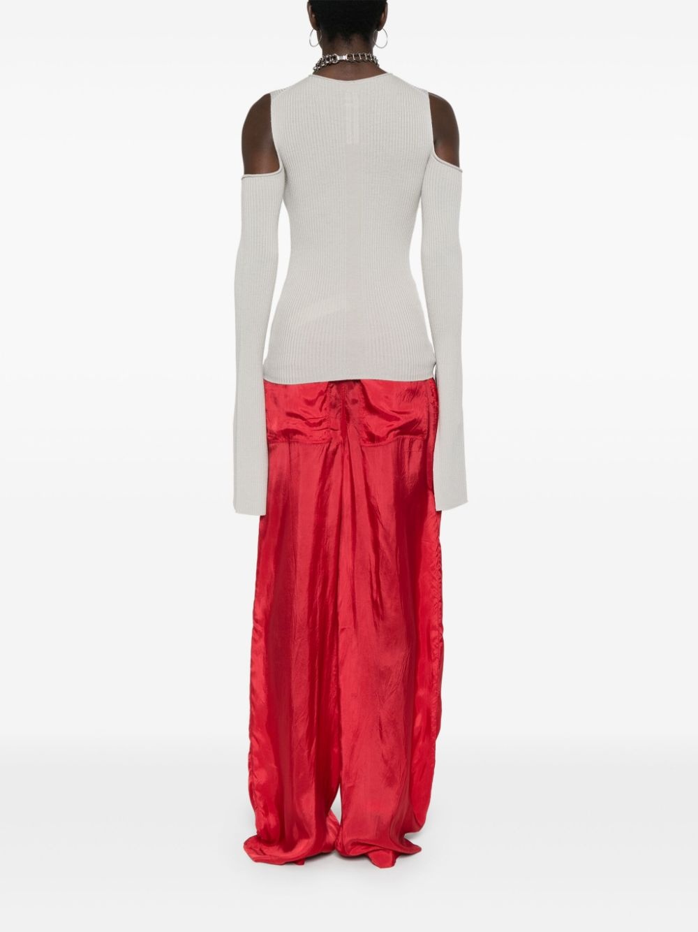 ribbed wool cut-out jumper - 4