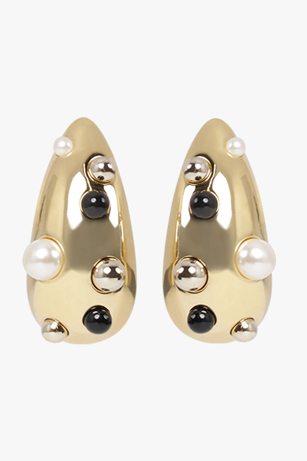 DROPS OF LIGHT CURVED EARRINGS | GOLD/BLACK - 1