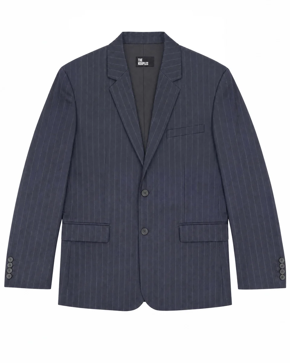 LOOSE-FITTING WOOL BLAZER WITH A FINE NAVY STRIPE PATTERN - 1