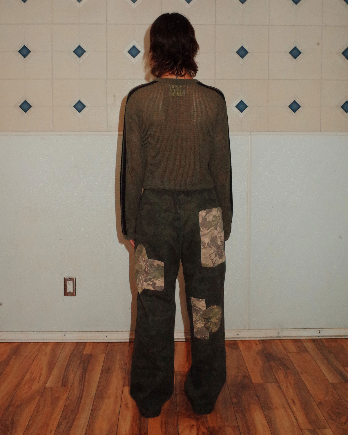 Long Sleeve Mesh Sweater - Green - 4