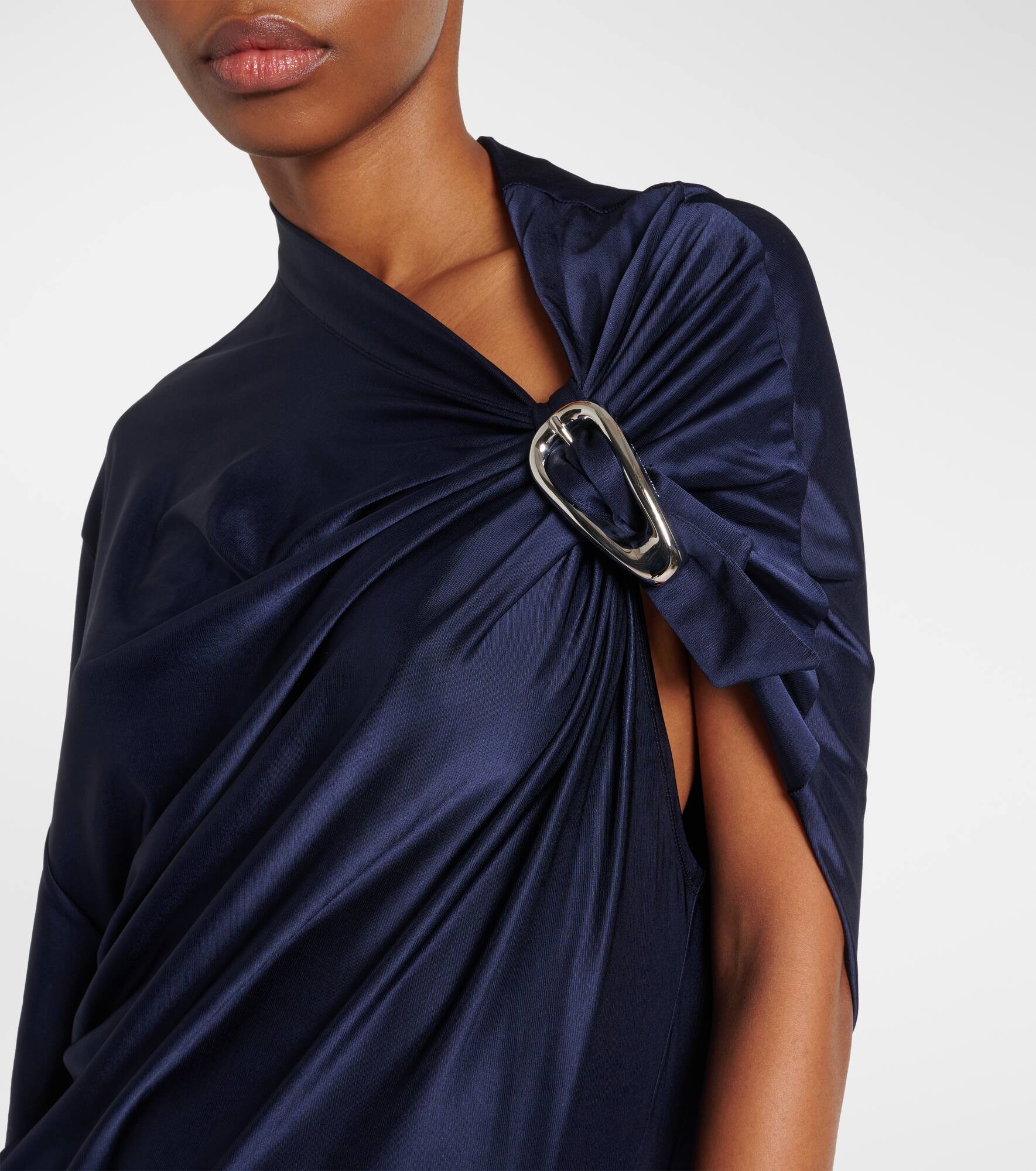 Draped asymmetric jersey maxi dress - 4