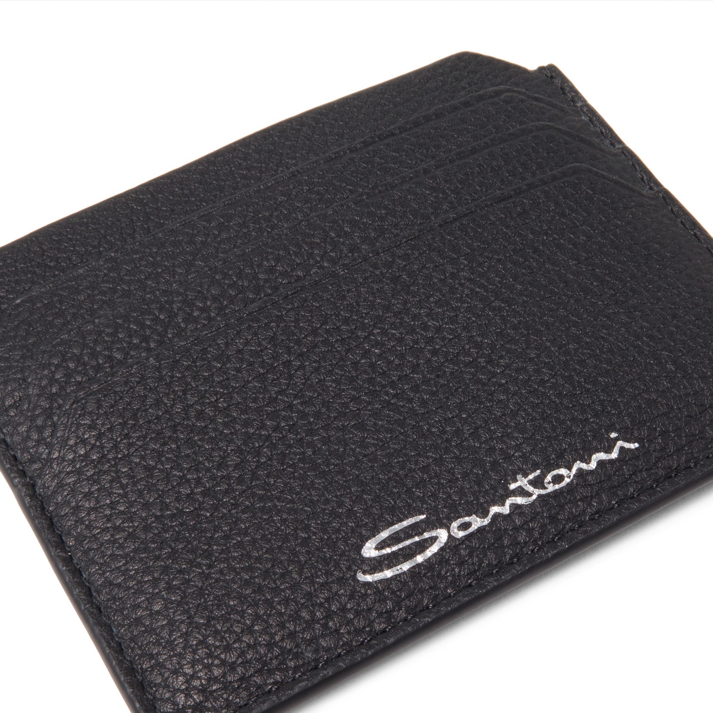 Black tumbled leather credit card holder - 2