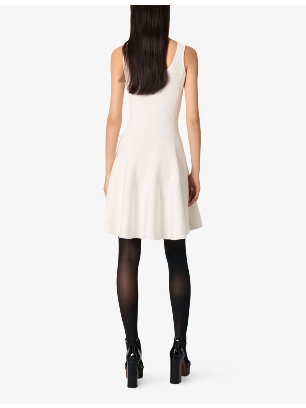 Sequin-embellished round-neck sleeveless stretch-knit mini dress - 4