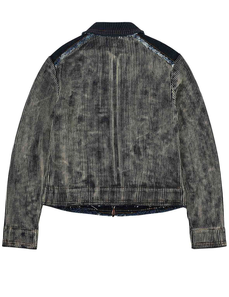 EVISU Denim Panelled Fashion Fit Zip-Up Cardigan outlook