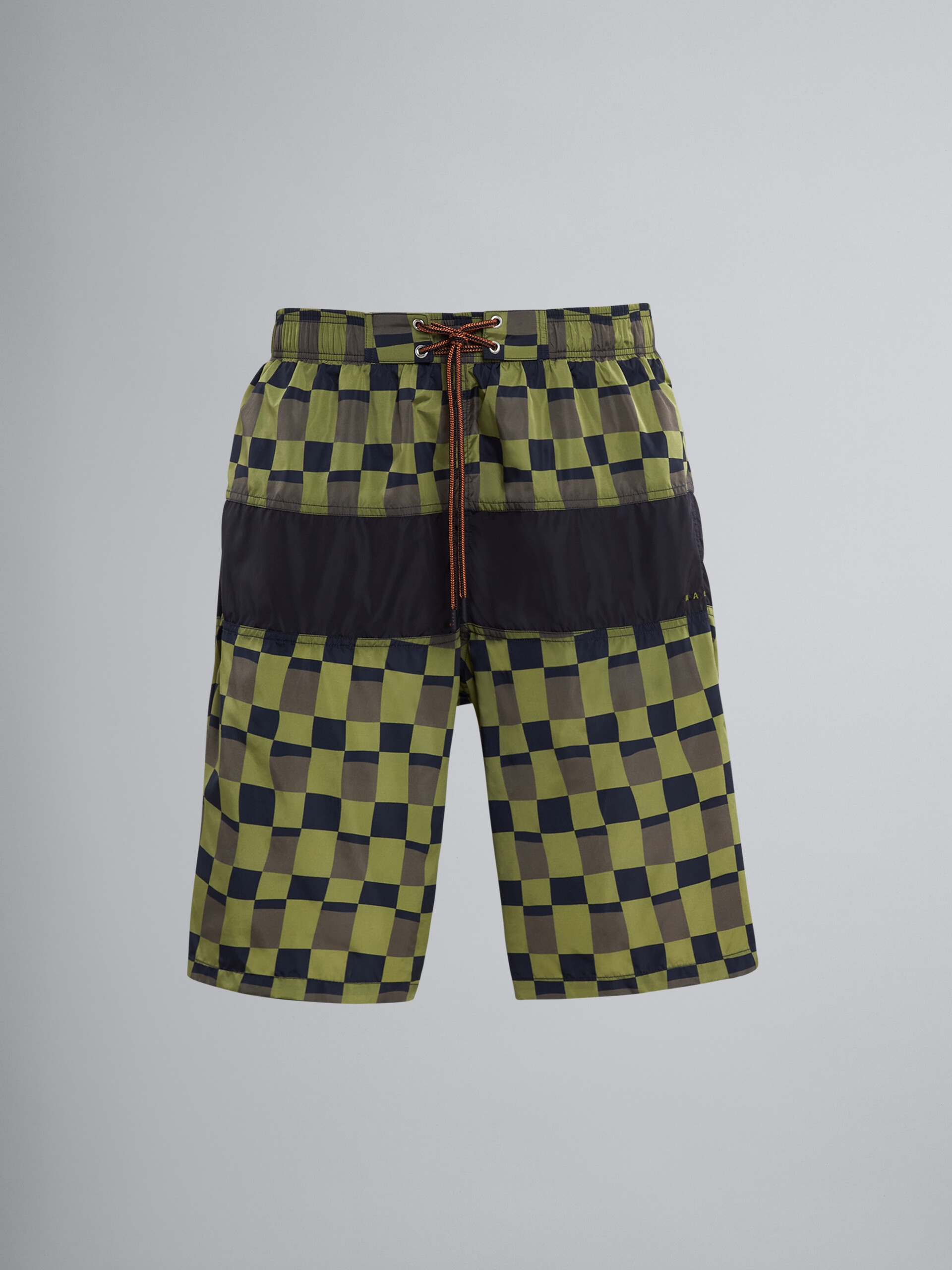 ICONIC DAMIER PRINT NYLON SWIM TRUNKS - 1