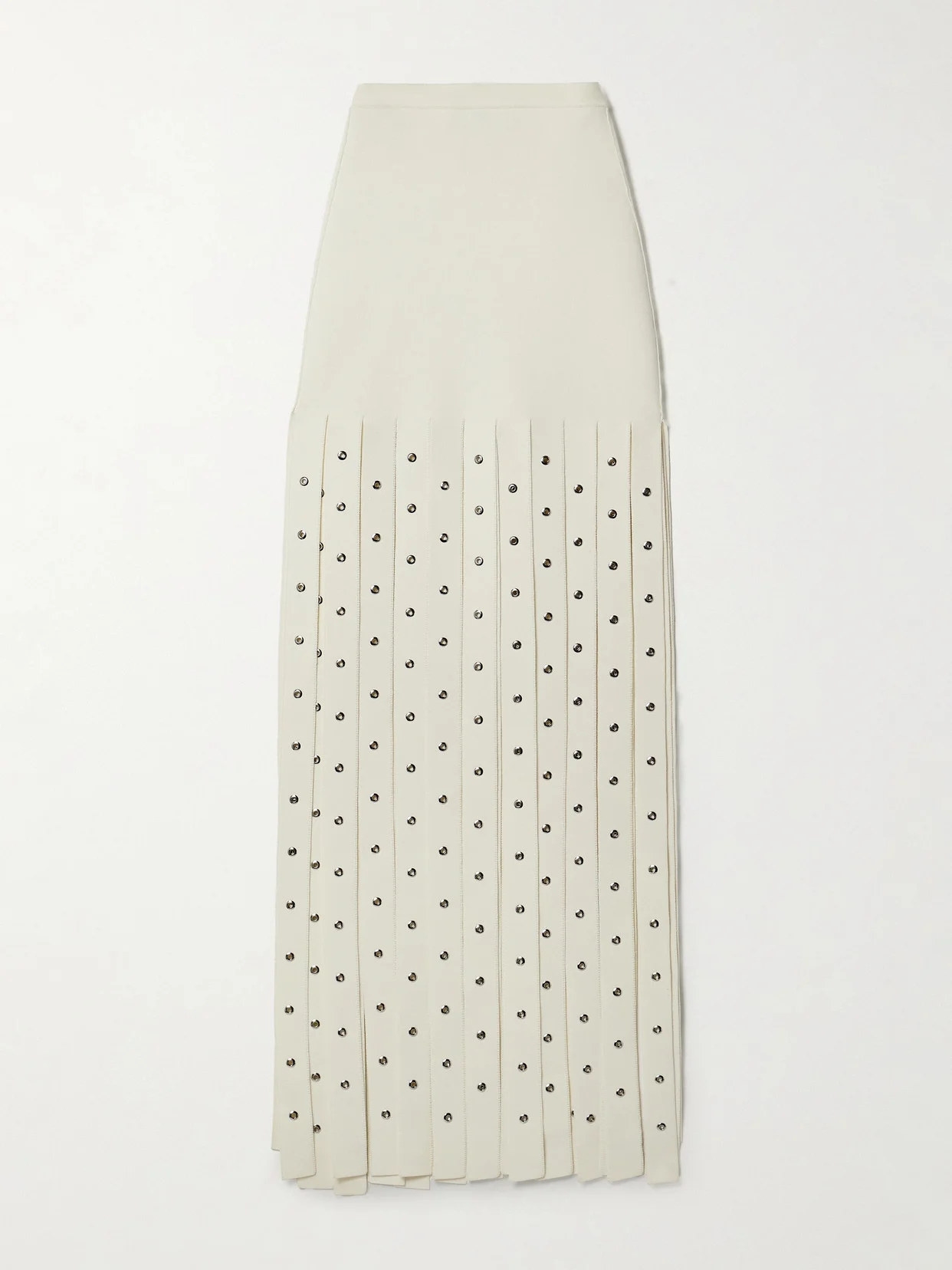 Effe Eyelet-embellished Fringed Stretch-knit Maxi Skirt - 1