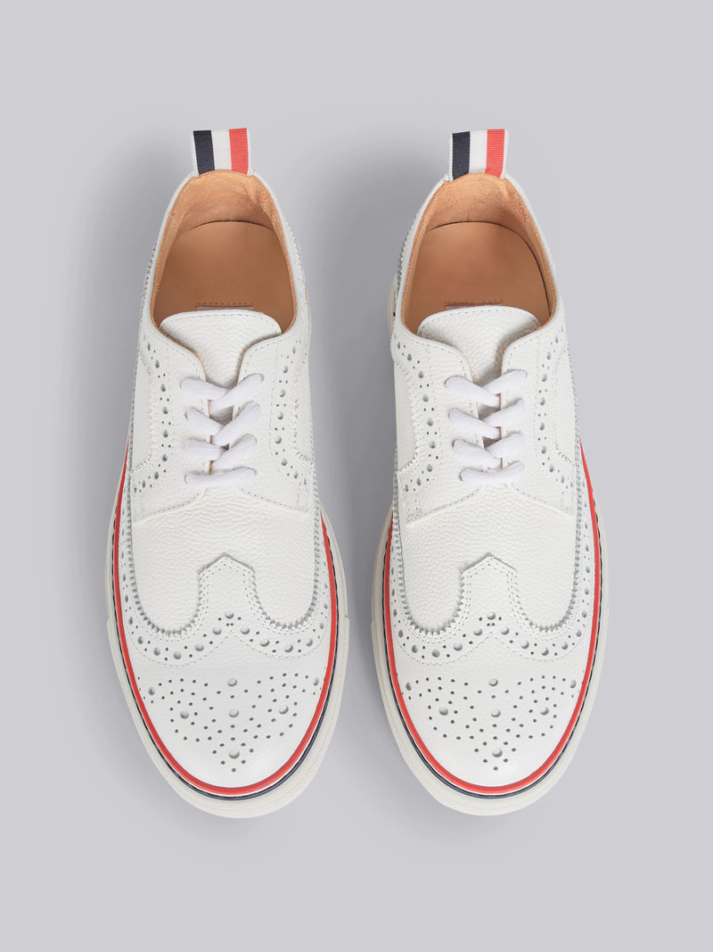 White Pebbled Rubber Cupsole Longwing Trainer 4
