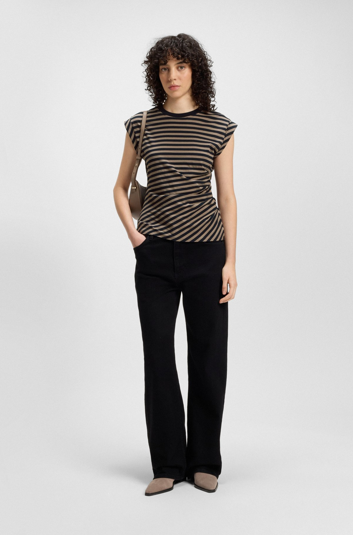 STRIPED TOP IN COTTON JERSEY WITH GATHERED WAIST - 3