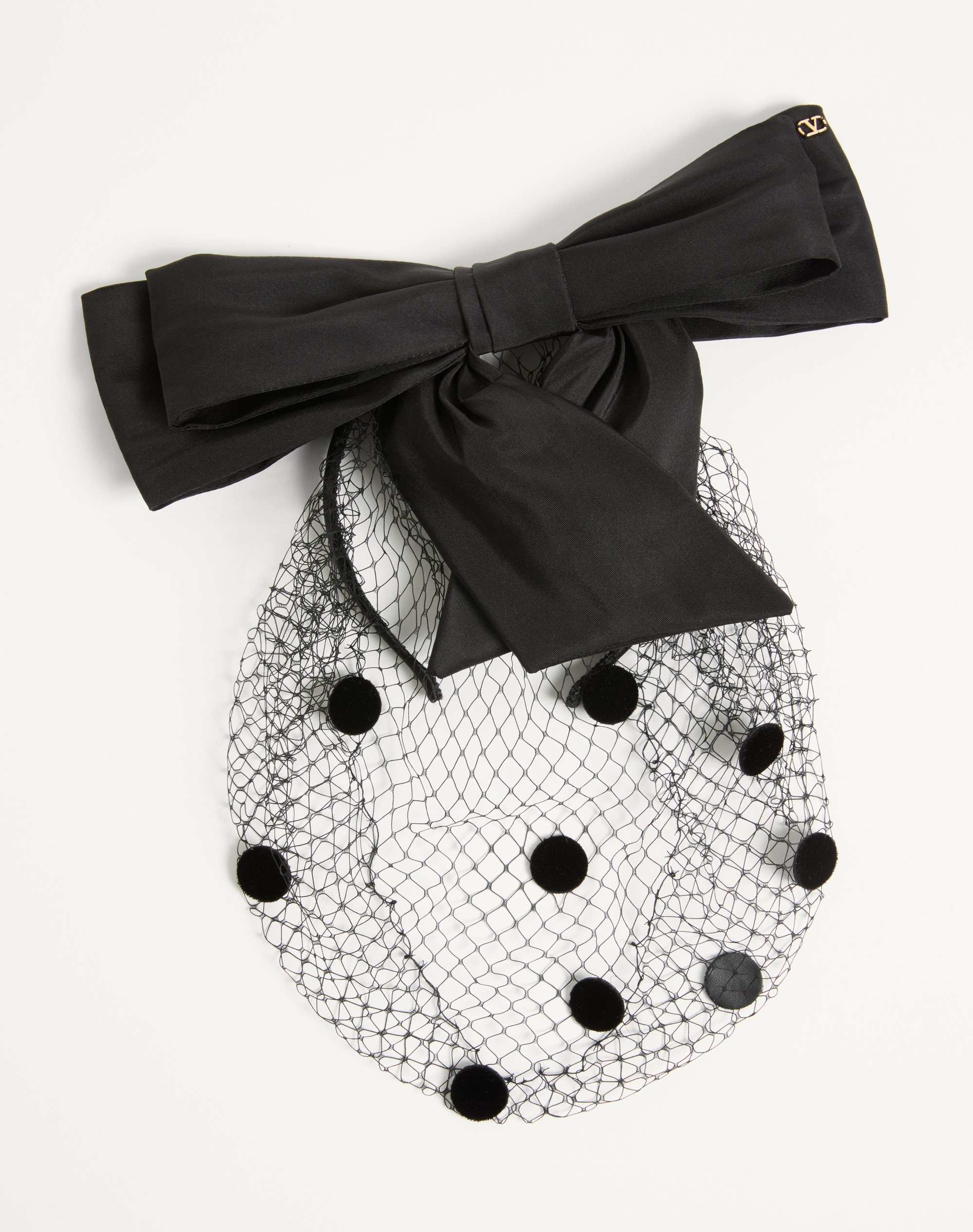 VLOGO SIGNATURE HEADBAND WITH BOW AND VEIL IN SILK AND VELVET - 3