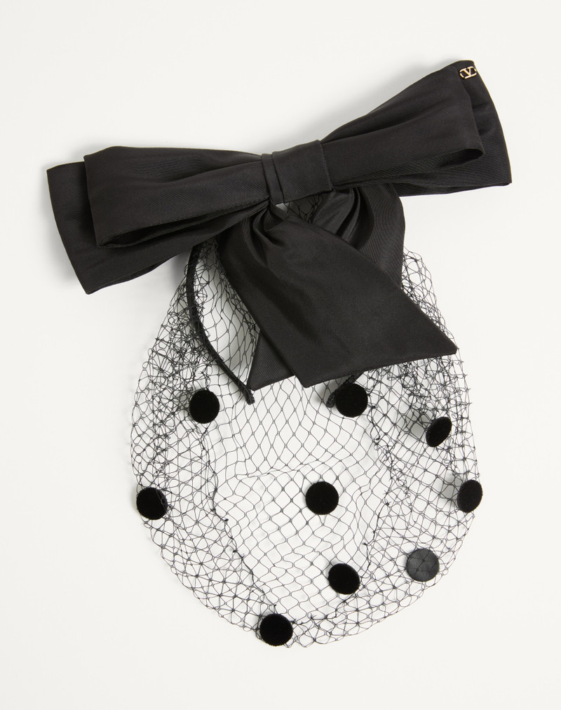 VLOGO SIGNATURE HEADBAND WITH BOW AND VEIL IN SILK AND VELVET 3