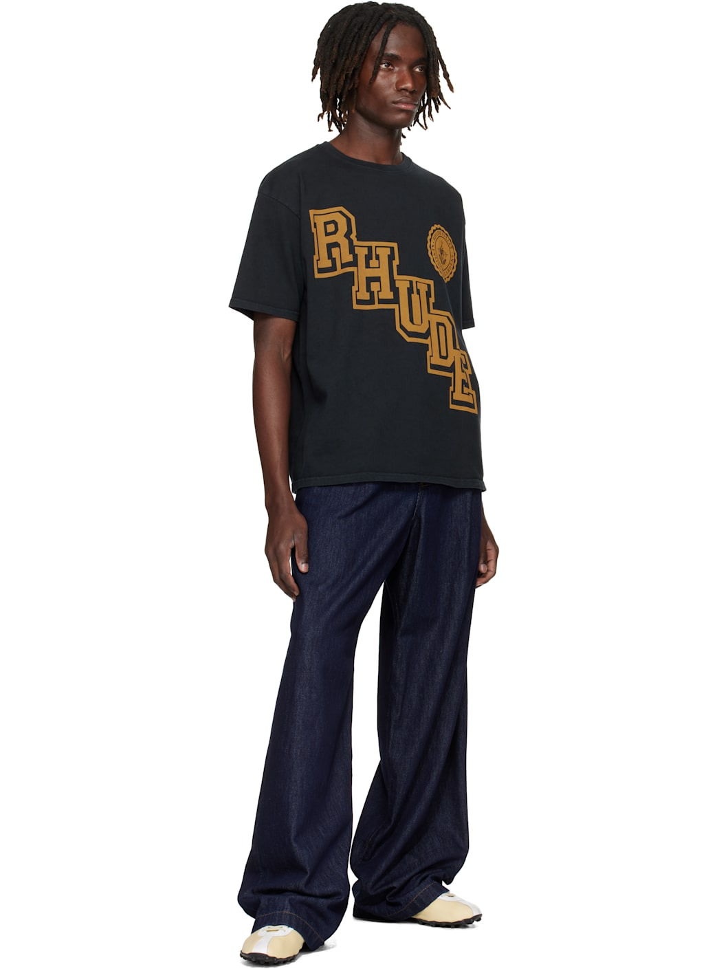 Black 'Rhude' Collegiate Crest T-shirt - 4