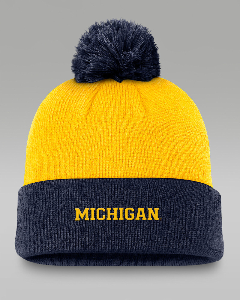 Michigan Peak Men's Jordan Brand College Cuffed Pom Beanie 1