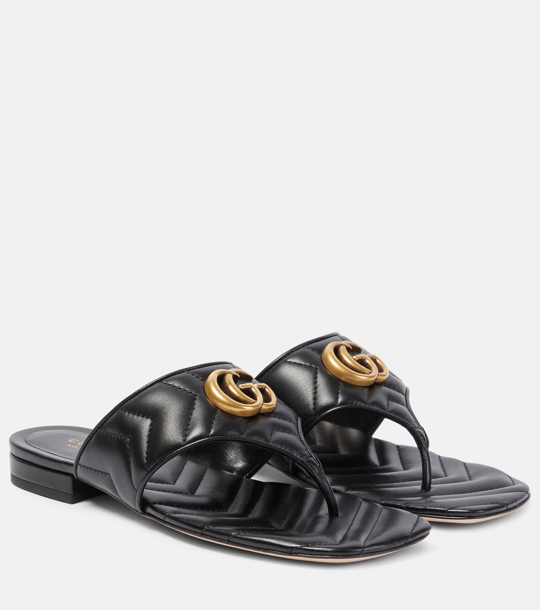 GG Marmont leather thong sandals - 1