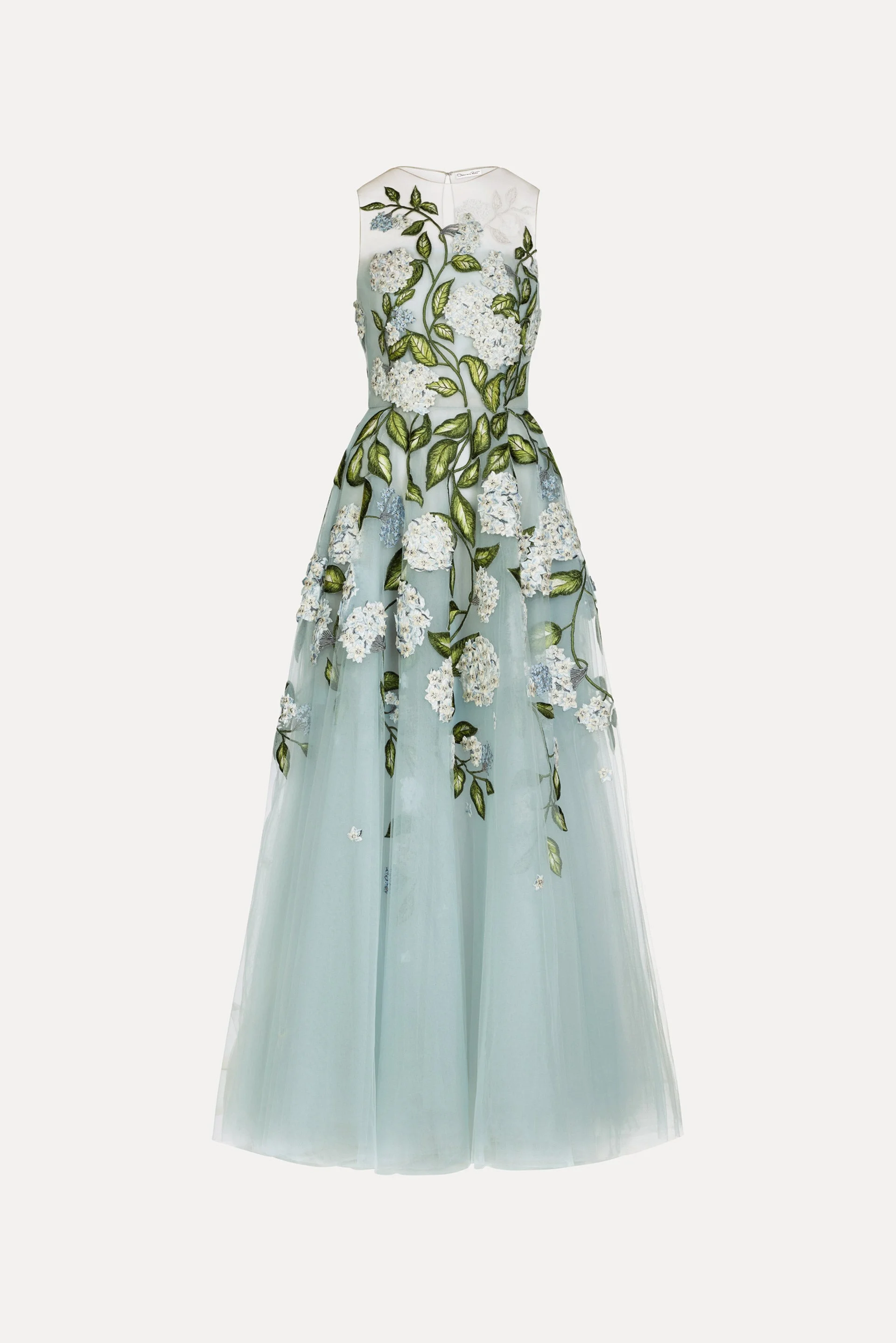 PORCELAIN FLOWER EMBROIDERED GOWN - 1
