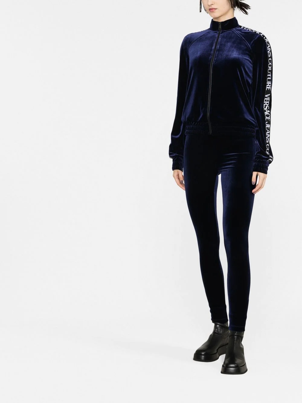 logo-tape zipped sweatshirt - 2