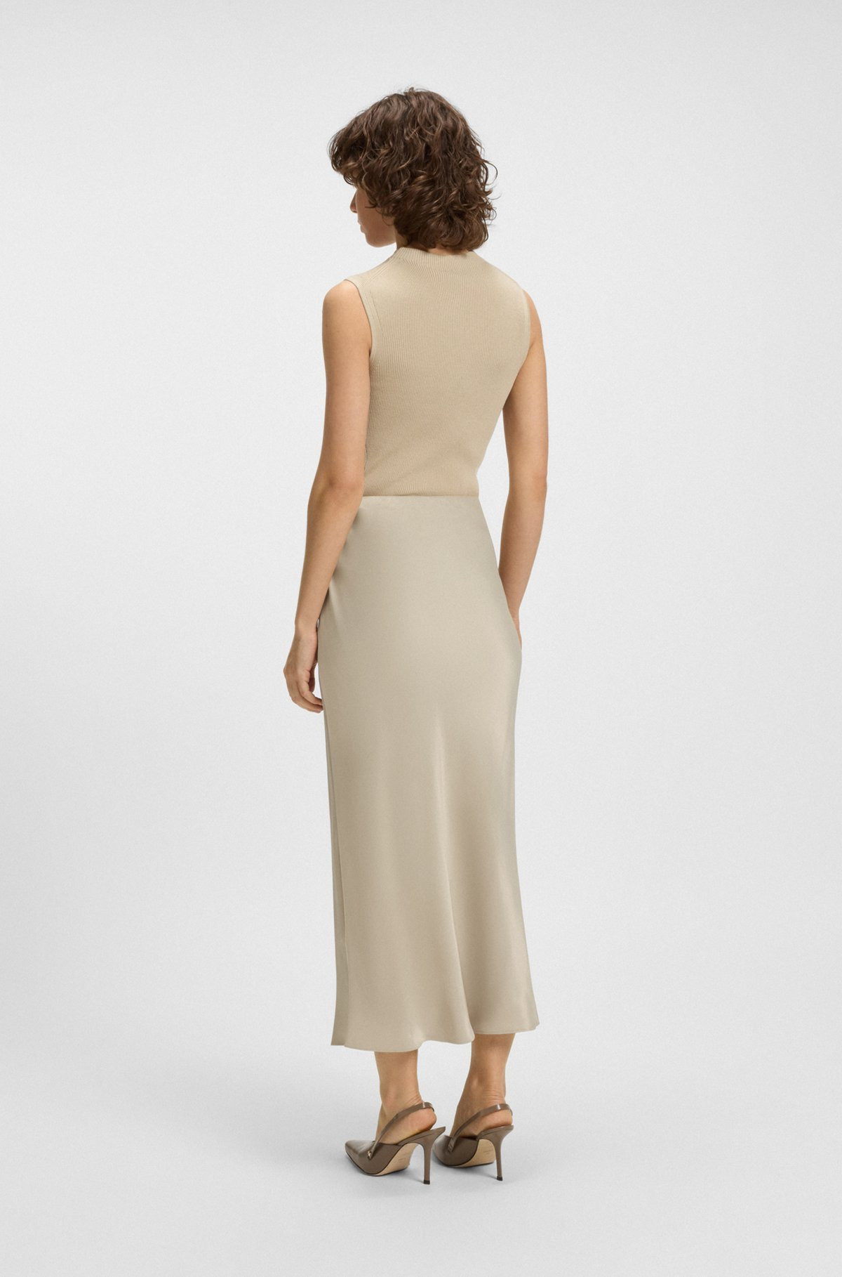 REGULAR-FIT MAXI SKIRT IN SATIN - 4