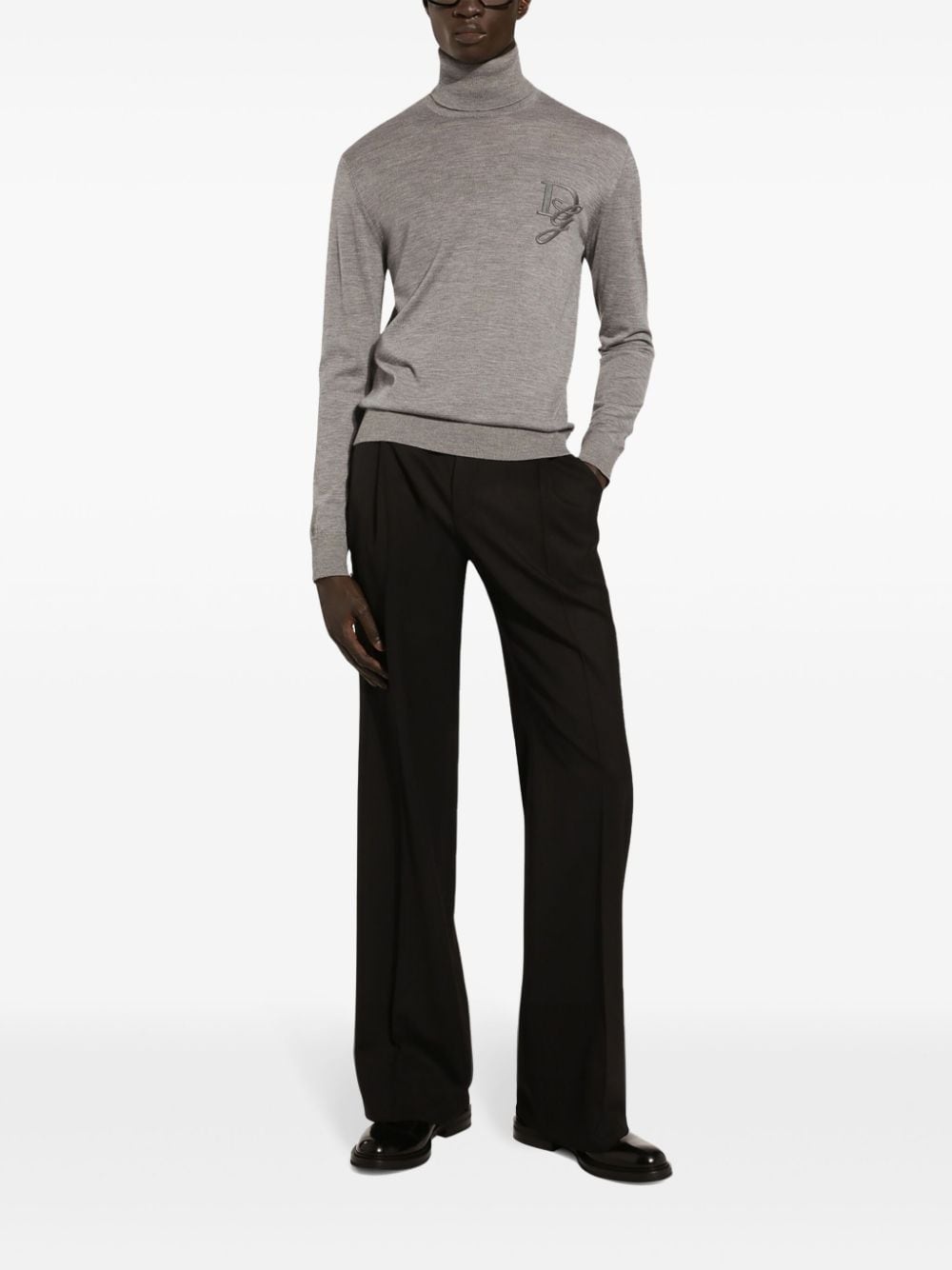logo-embroidered cashmere turtleneck - 3