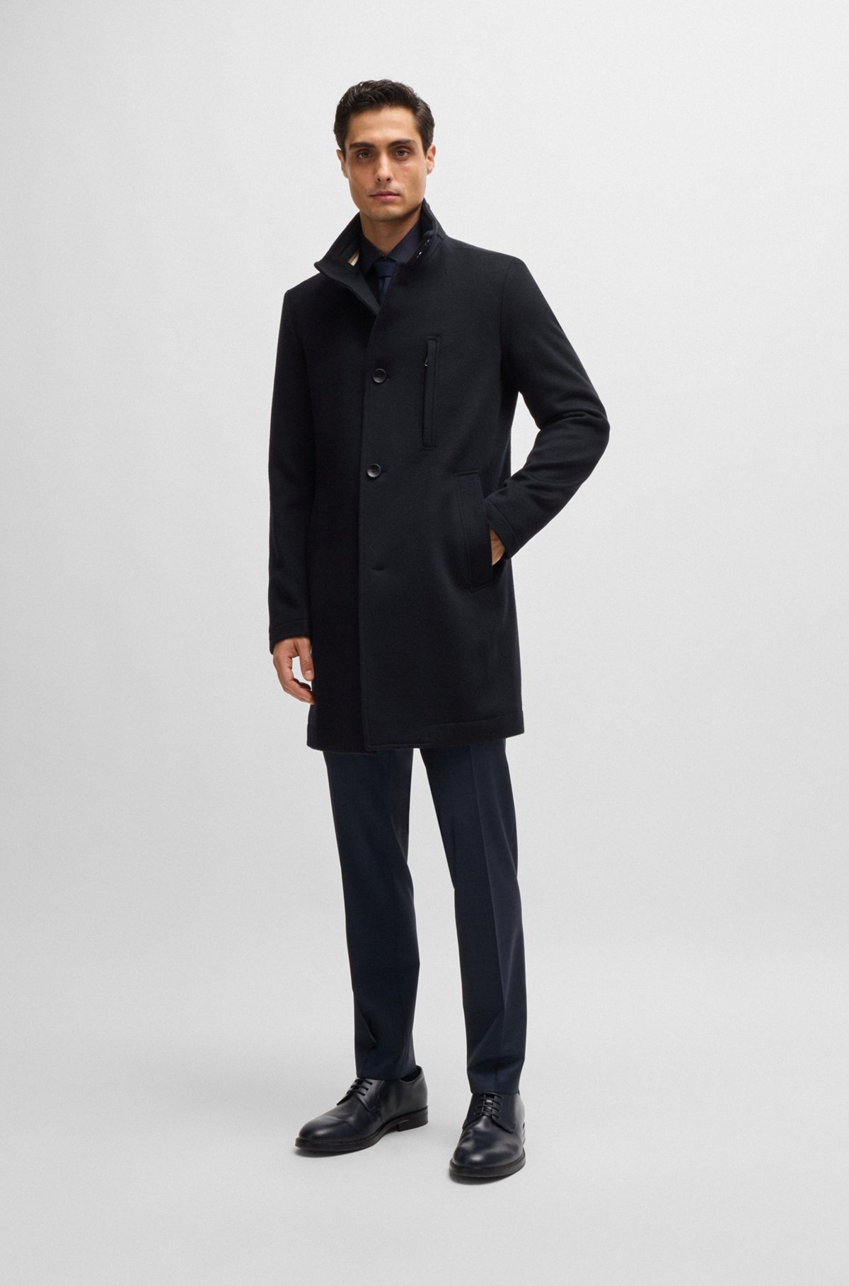 SLIM-FIT COAT IN WOOL AND CASHMERE - 4
