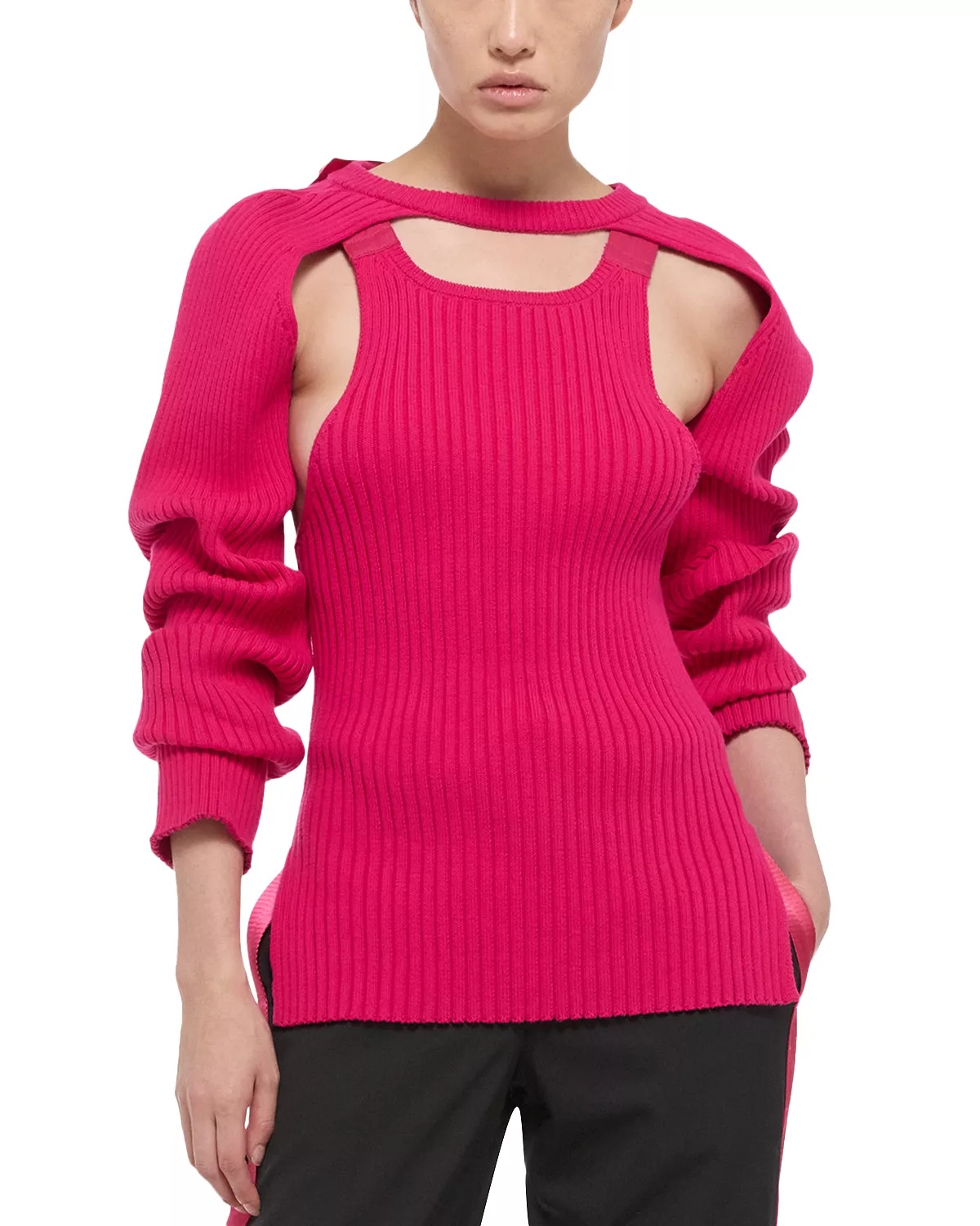 Ribbed Shrug Sweater - 1