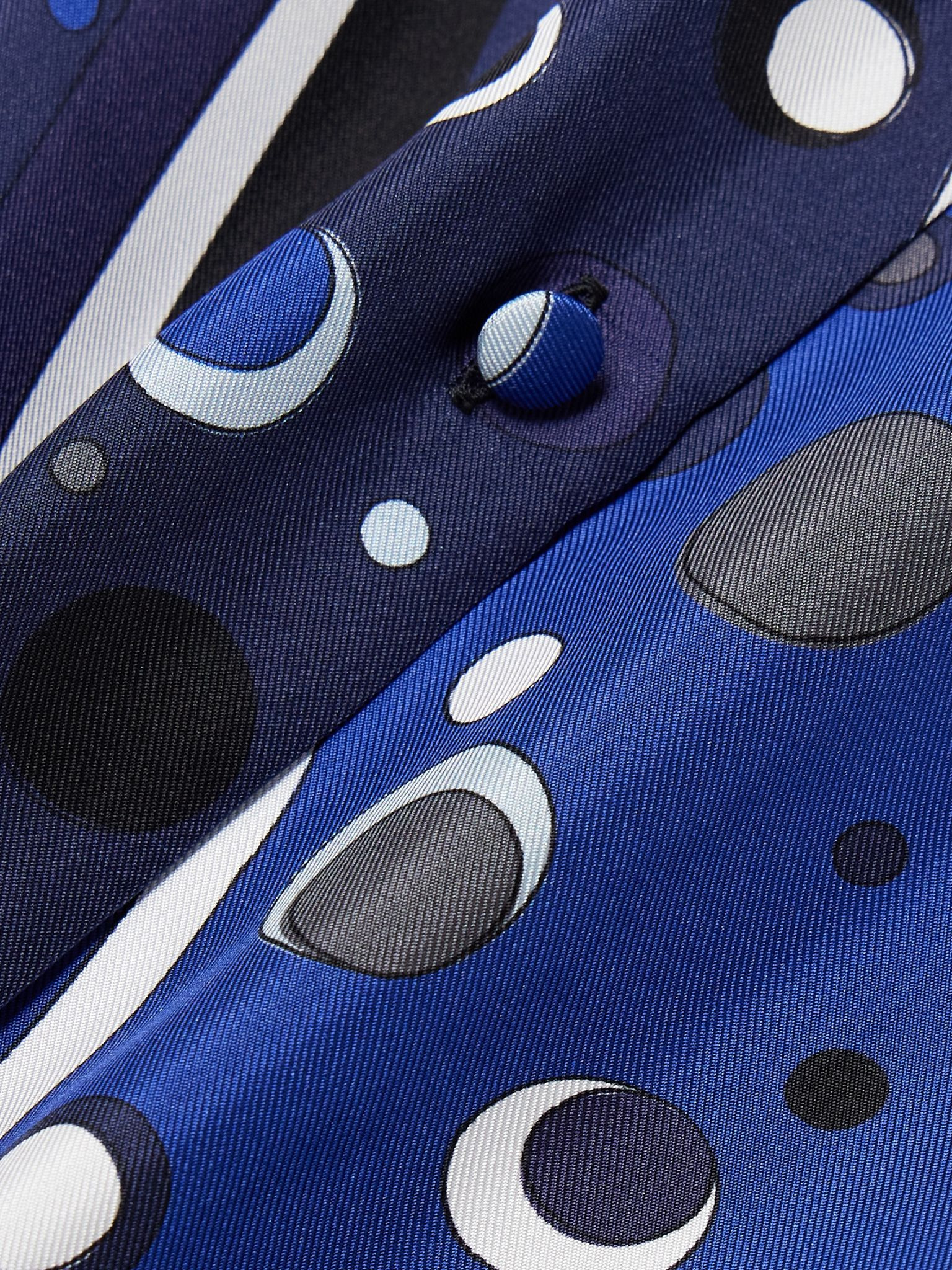 Printed silk-twill shirt Navy - 5