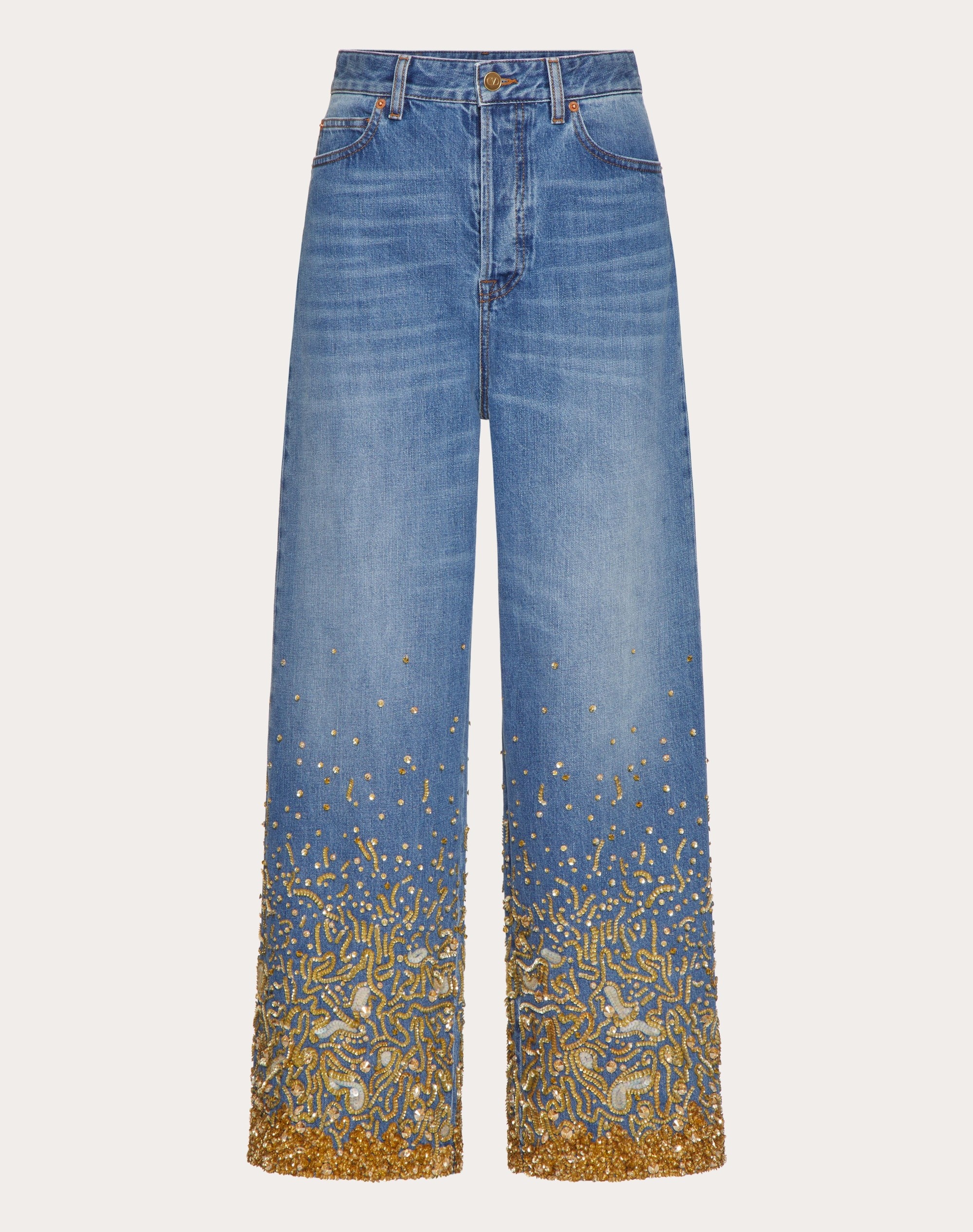 EMBROIDERED DENIM PANTS - 1