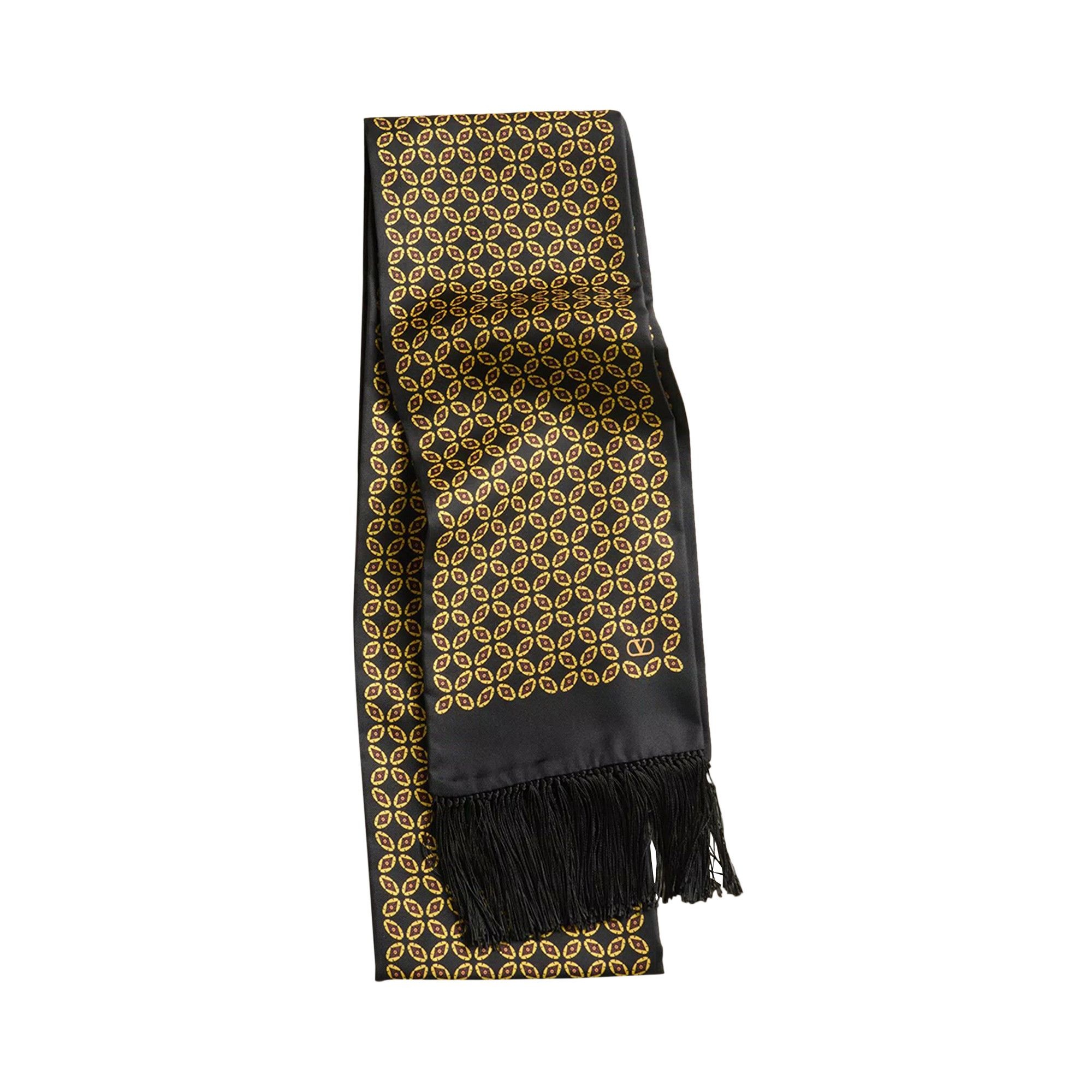 Valentino Chamber Fringed Edge Scarf 'Black/Giallo/Arancio' - 1