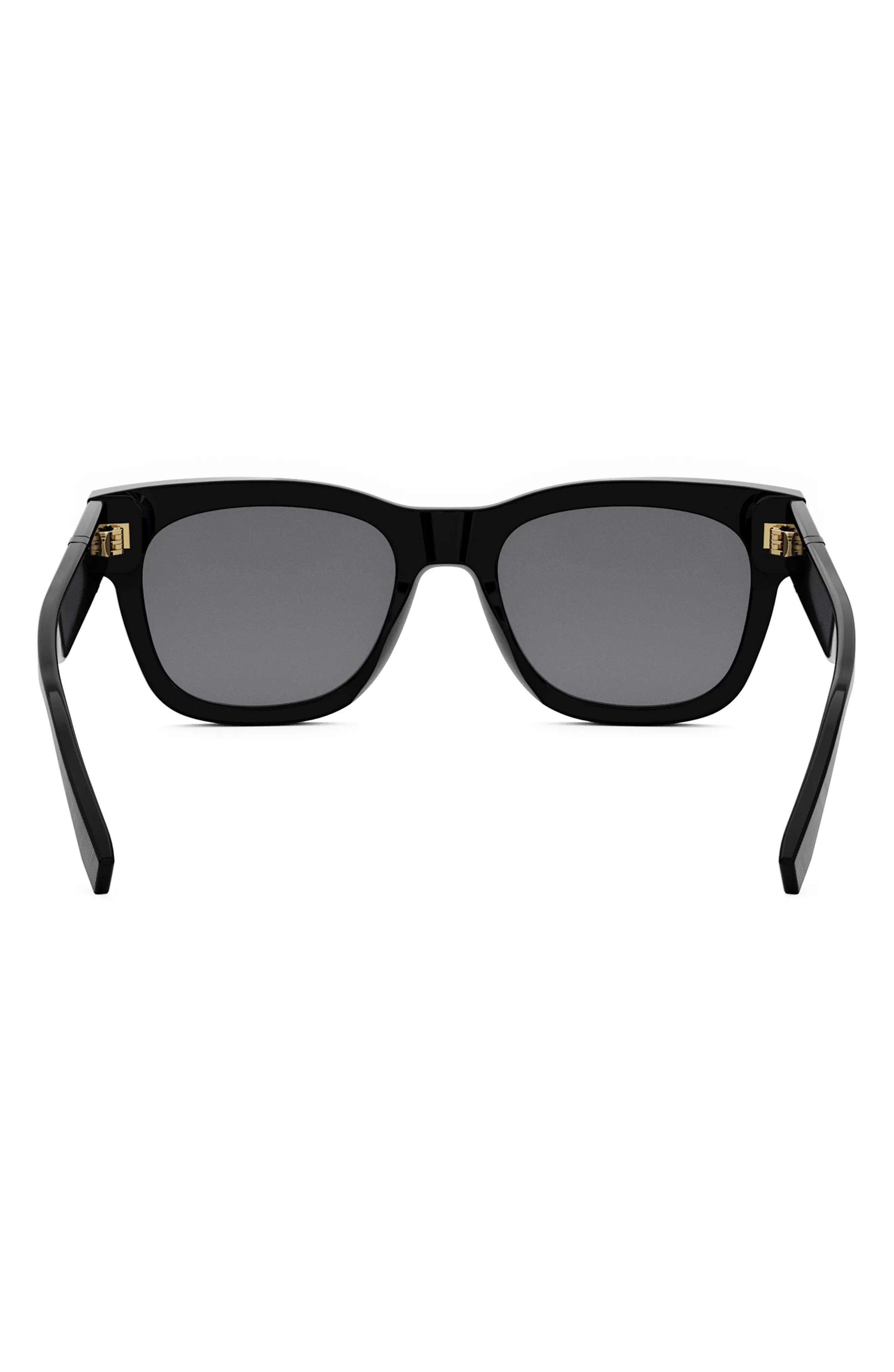 'Fendi Diagonal 51mm Square Sunglasses in Shiny Black /Smoke - 5