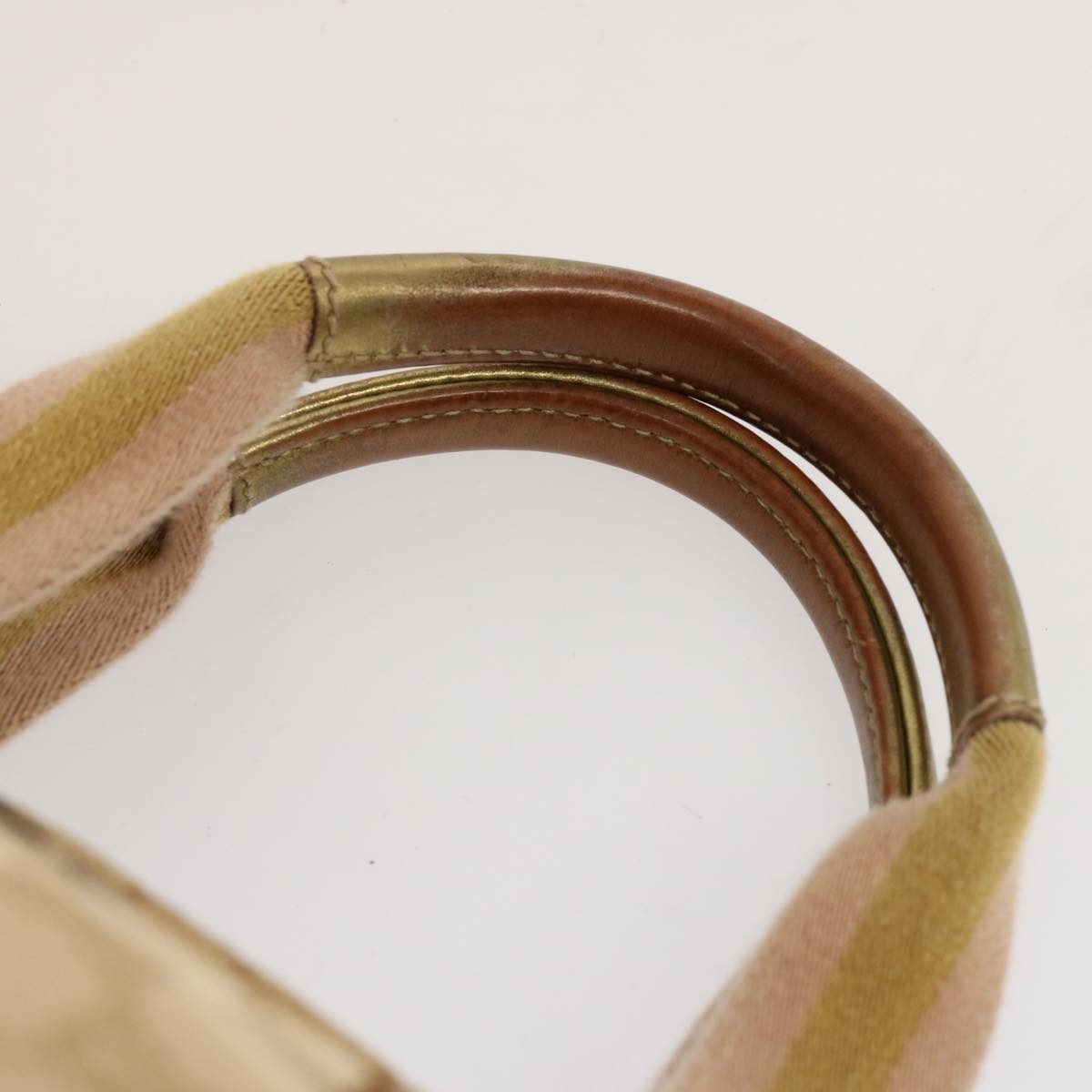 GUCCI GG Canvas Sherry Line Hand Bag Beige Gold Pink - 9