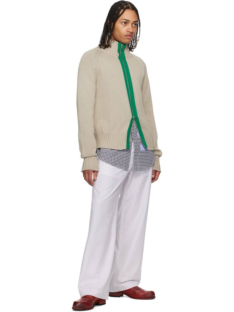 EDWARD CUMING White Patchwork Elasticized Trousers outlook