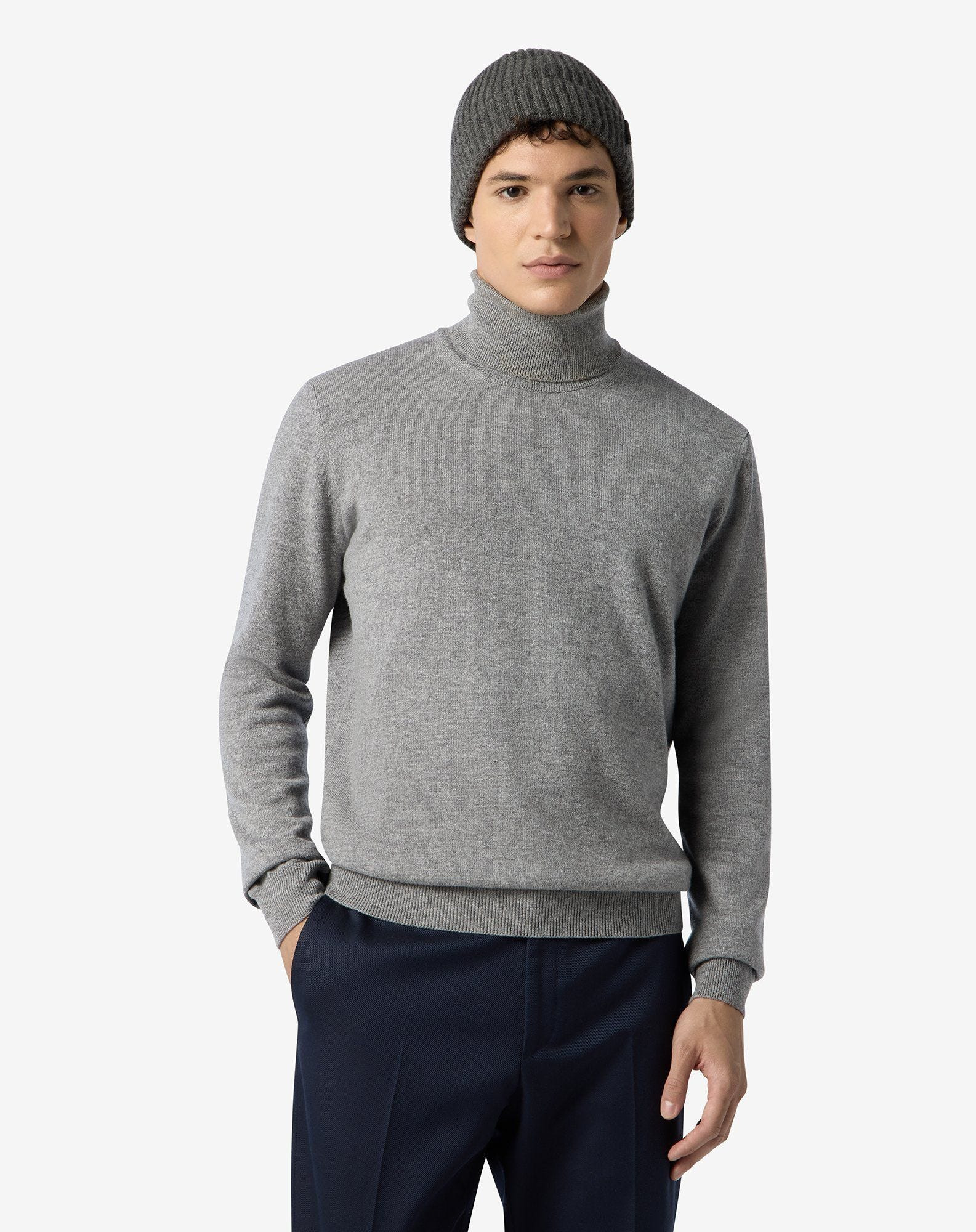 Melange grey wool and cashmere turtleneck - 2