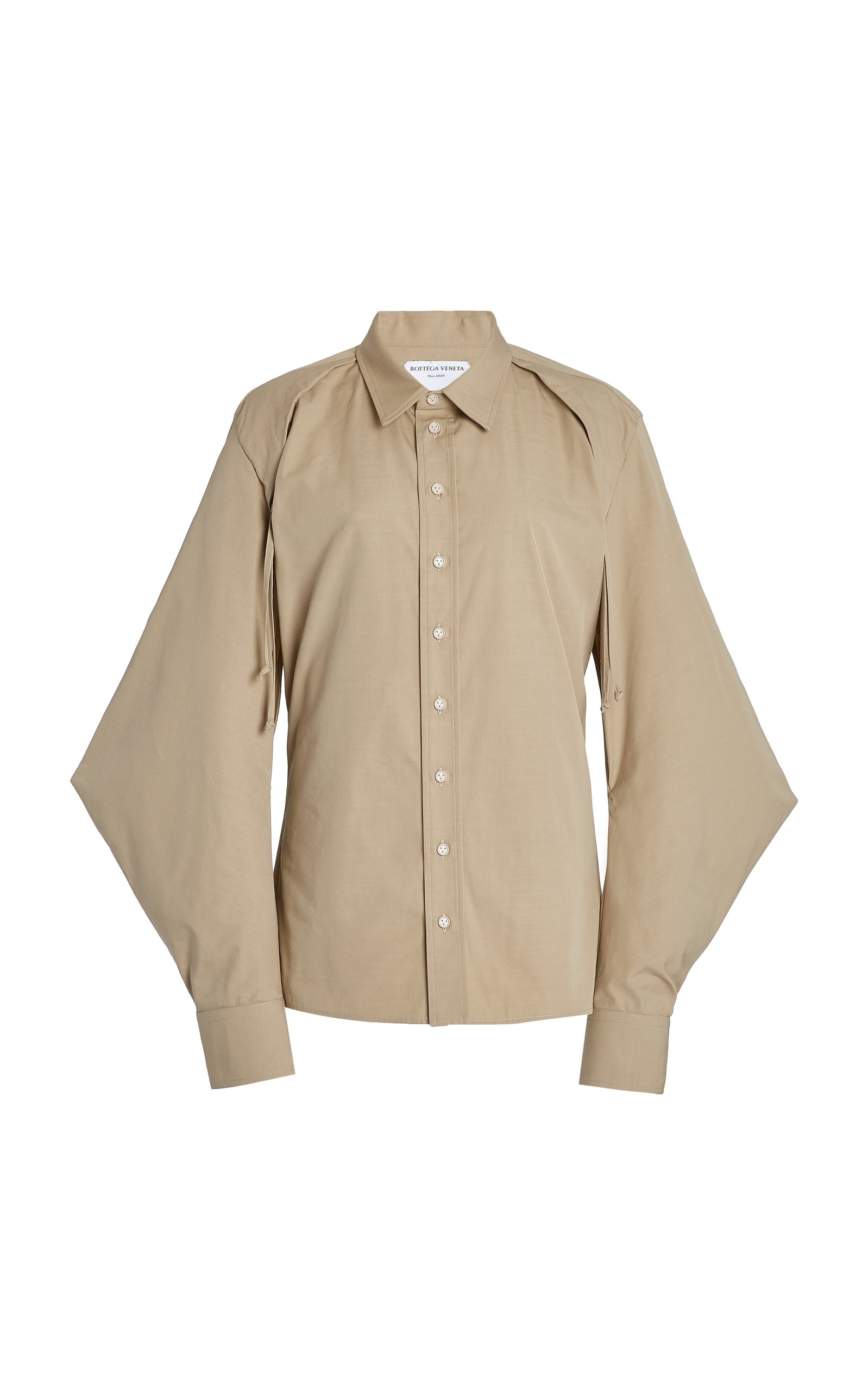 Bottega Veneta Cape-Sleeve Cotton-Blend Poplin Shirt neutral