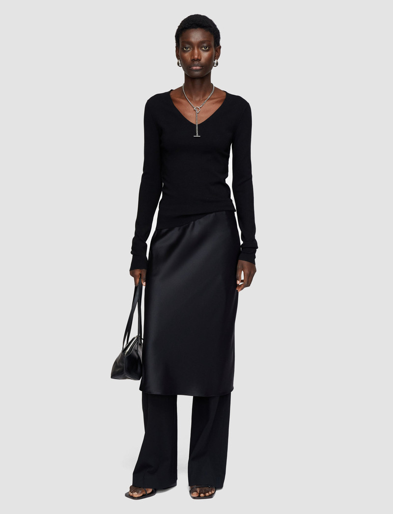 JOSEPH Silk Stretch V Neck Top outlook