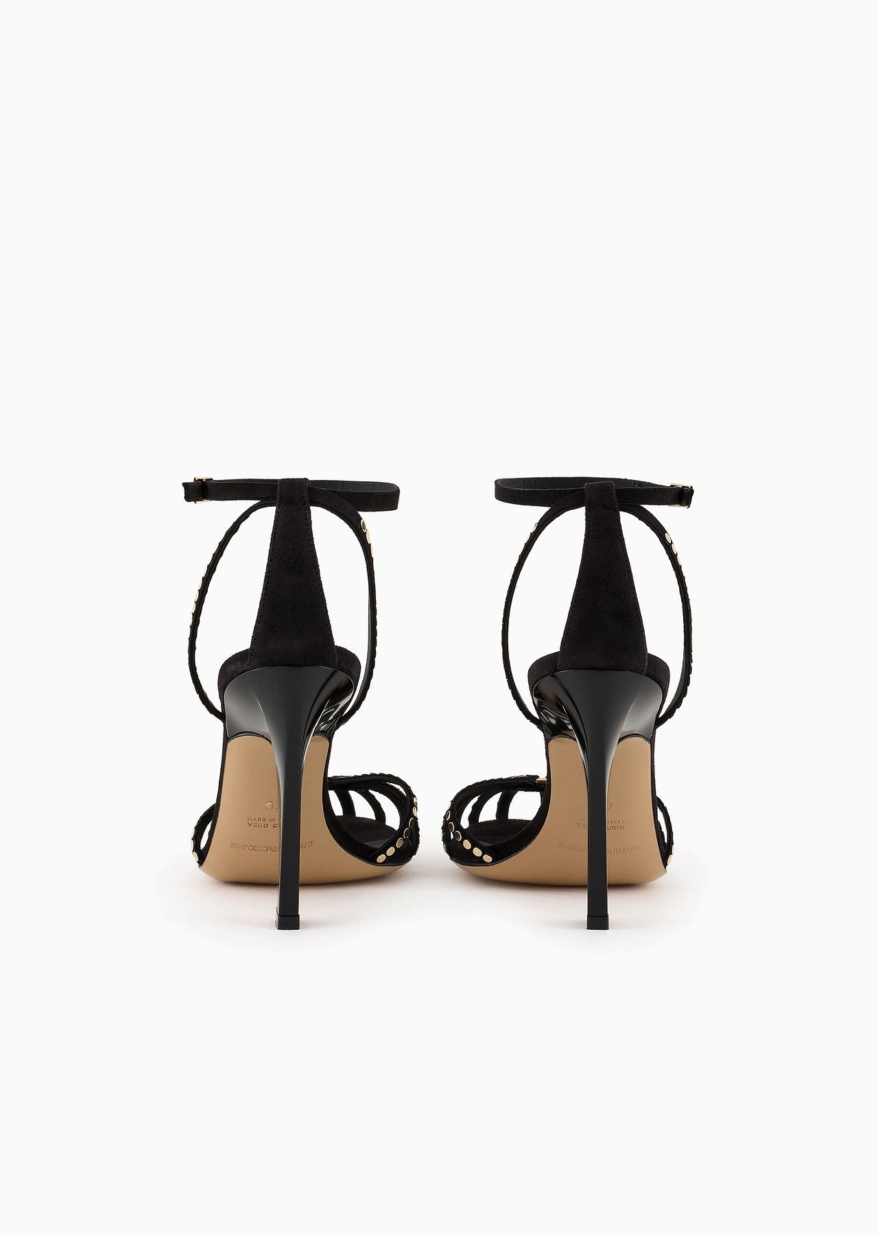 Suede-heeled sandals with flat studs - 4