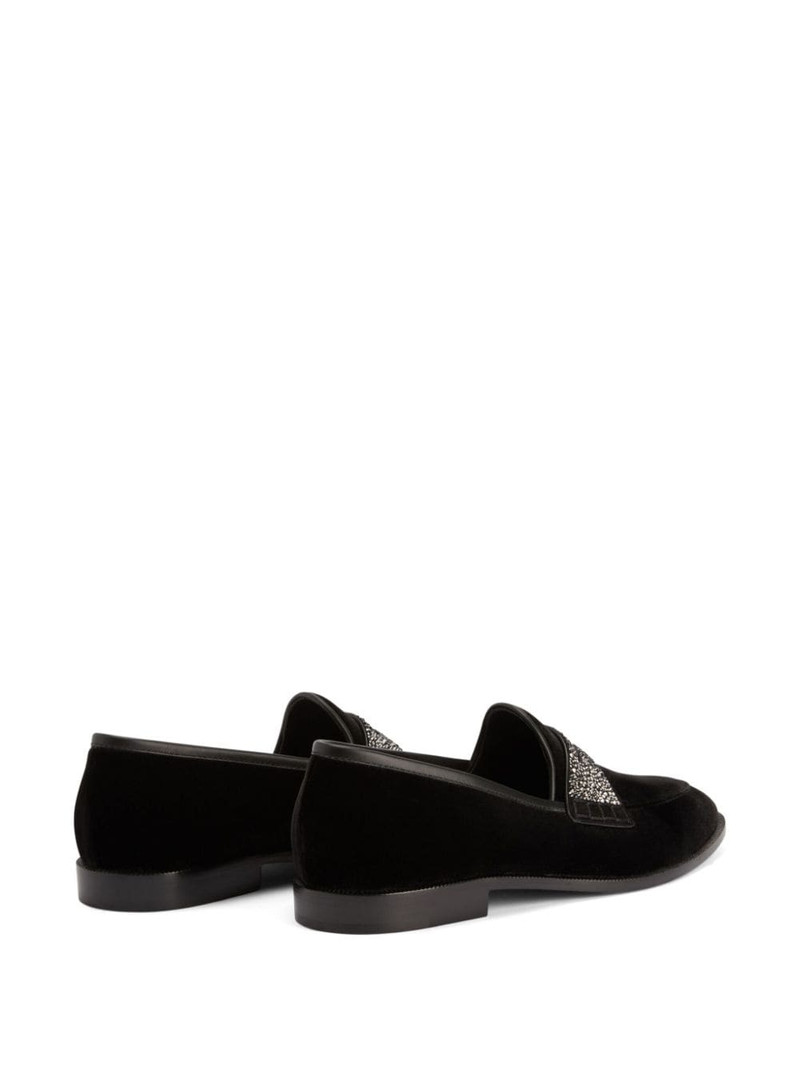 Ermy rhinestone-detail 벨벳 loafers 3